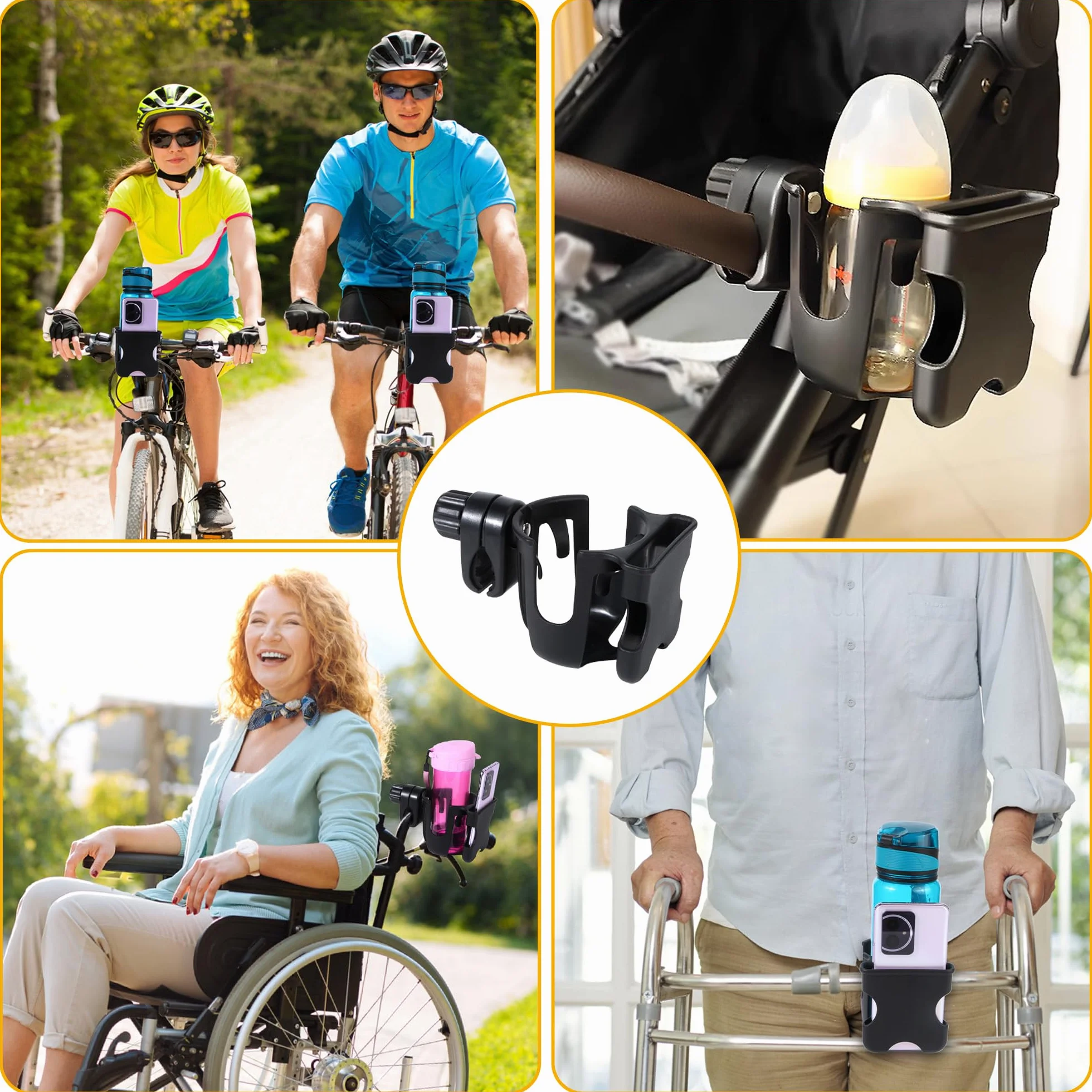 Portabicchieri per Passeggino, Portabicchieri Universale Con Supporto per Telefono Accessori per Passeggino Portabottiglie per carrozzina, passeggino, bicicletta