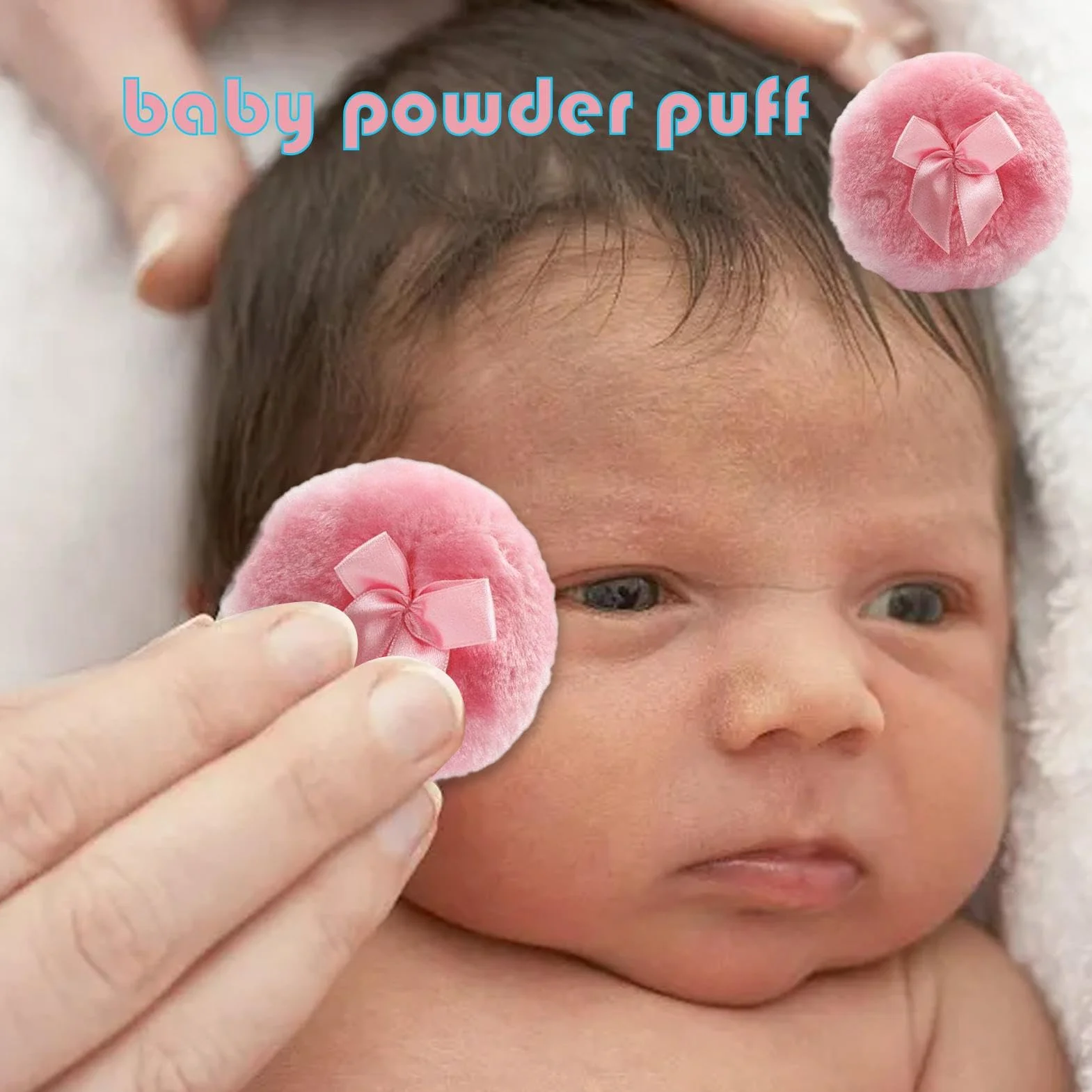 Houppette Per Bambino, Houppette Per Polvere Corporale, Sbuffo Di Polvere Rotonda Ultra Morbido Per Viso E Corpo Con Nodo In Nastro, Strumento Di Trucco A Secco Per Uso Domestico/Viaggio, Applicat
