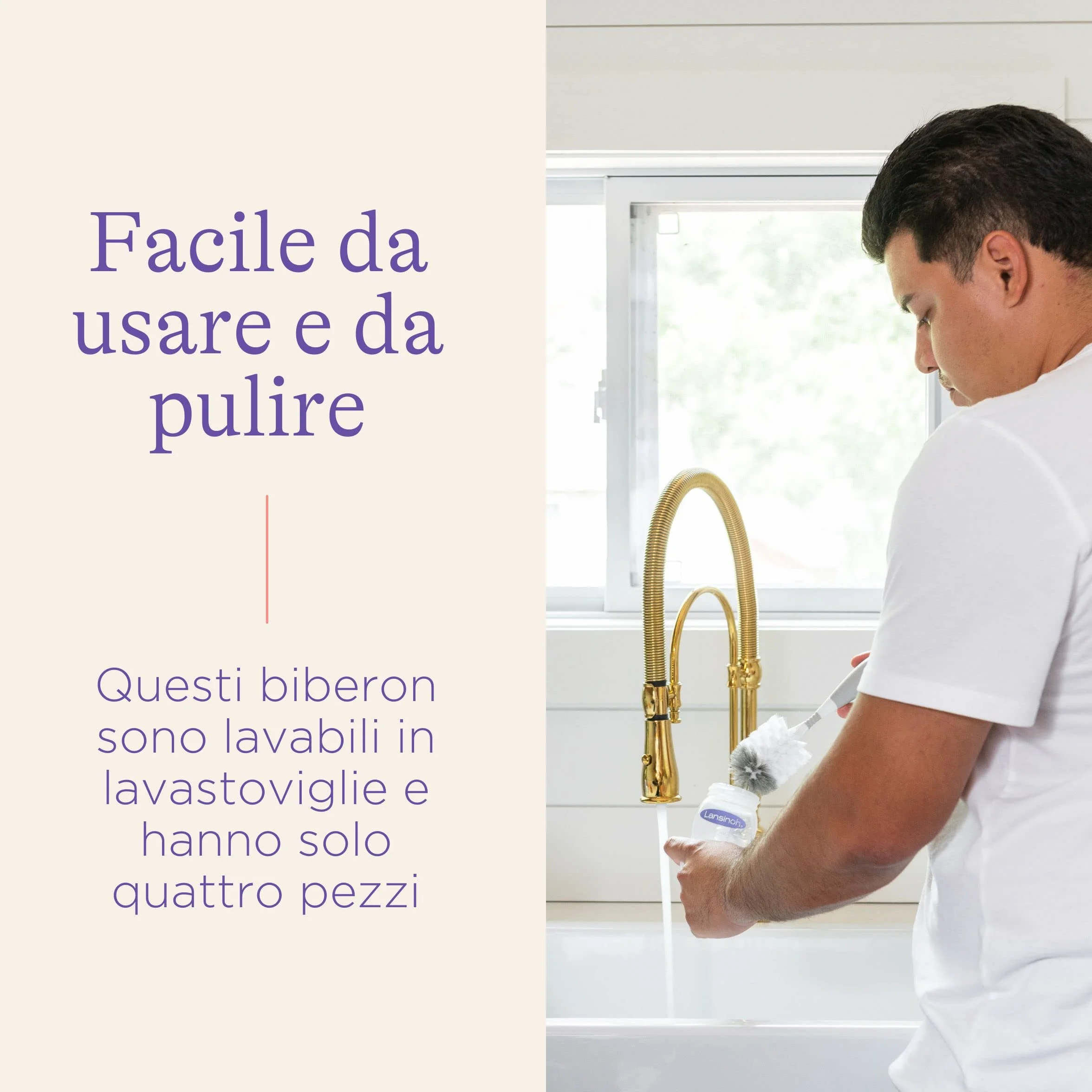 Lansinoh mOmma 77150 Biberon in Vetro con Tettarella, 240 ml