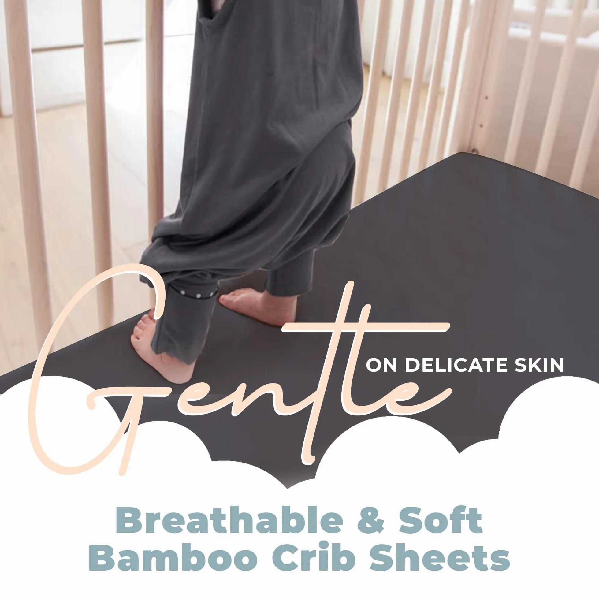 Baby - Morbido lenzuolo con angoli per culla, 5% spandex e 95% viscosa da lenzuolo per culla di bambù, lenzuola per bambini termoregolanti, lenzuola per culla traspiranti importate, 132,1 x