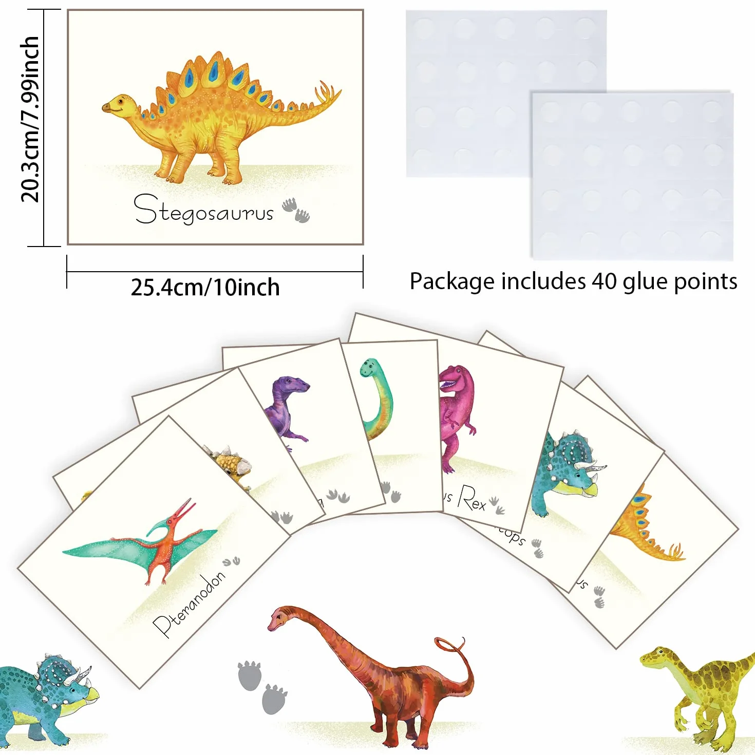 Outus 9 Pezzi Poster del Dinosauro Stampe d'Arte della Parete con Regalo di Compleanno del Dinosauro delle Foto Senza Cornice per La Scuola Materna e Le Decorazioni della Camera dei Bambini