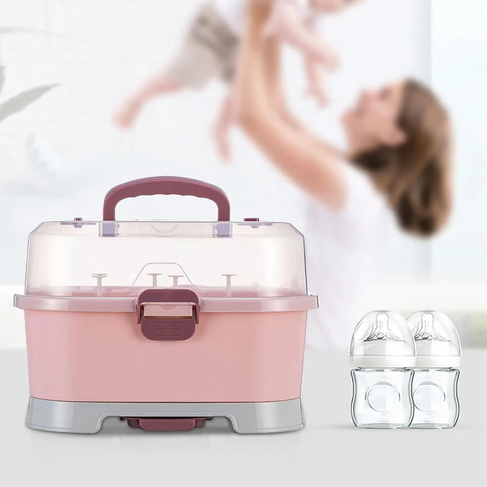 Organizzatore Per Biberon - Scatola Portatile di Grande Capacità con Coperchio per Conservazione | Organizzazione Casa Per Lavastoviglie Armadio Viaggio Lavaggio Lavello Frigorifero