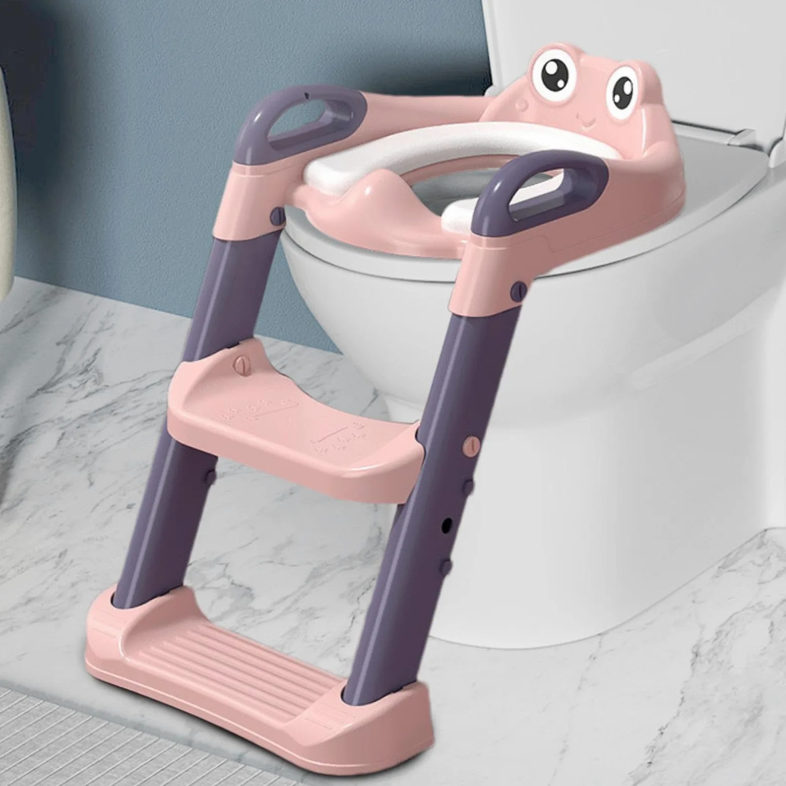 Scaletta WC per bambini piccoli, vasino con gradini Sgabello per vasino | Sedile per vasino Step Gradini antiscivolo, maniglie impermeabili sopra le scale del WC, per bambini e bambine
