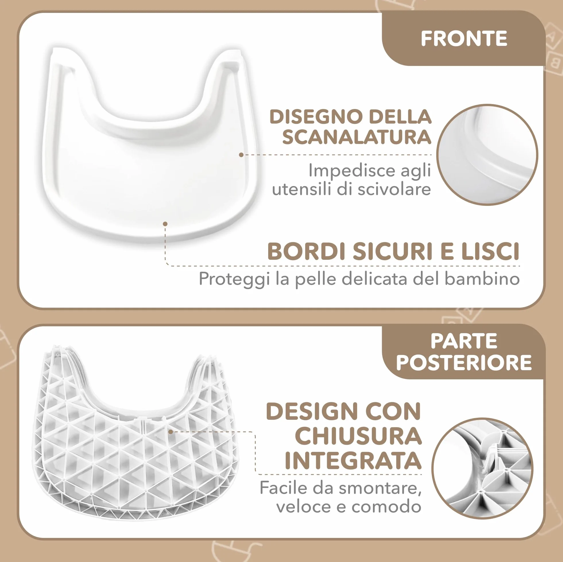 Vassoio per seggiolone compatibile con la sedia Stokke Tripp Trapp – non compatibile con piatti a ventosa – design ergonomico curvo, bianco opaco, senza BPA, facile da montare