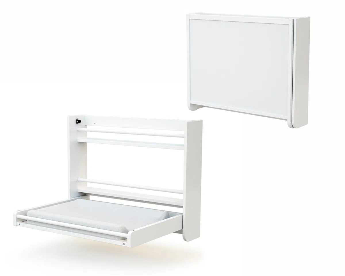 AT4 - Fasciatoio pieghevole a parete/muro CONFORT legno - Bianco - 83 x 66 x 66 cm