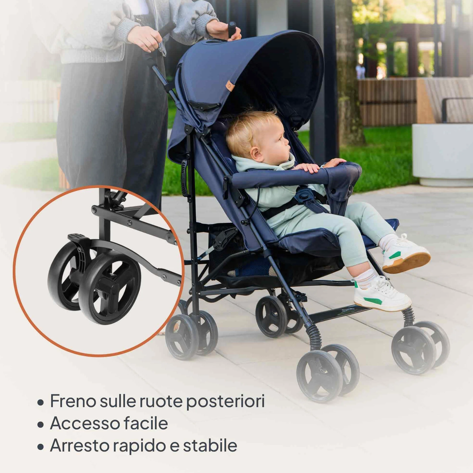 LIONELO ELIA Passeggino Leggero Pieghevole e Compatto da Viaggio per Bambini, Schienale Reclinabile Sdraiato, Cinture a 5 Punti, Cappottina UV e Grande Cestino Portaoggetti, 6-36 Mesi fino a 15 kg