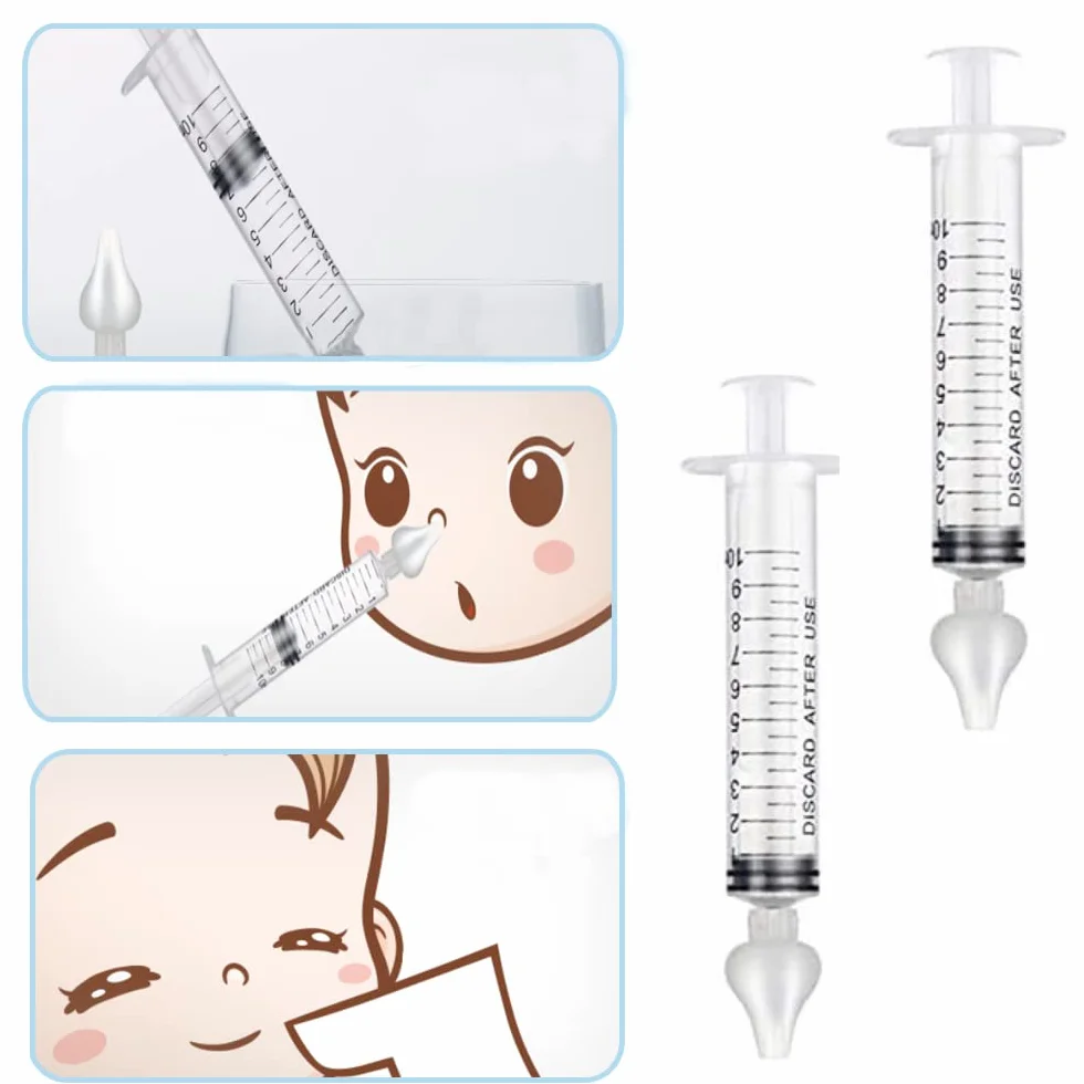 2 Pcs Irrigatore Nasale, Aspiratore Nasale per Bambini, 10 ml Aspiratori Nasali Riutilizzabile, Portatile Irrigatori Nasali, Pulitore Nasale Sicuro