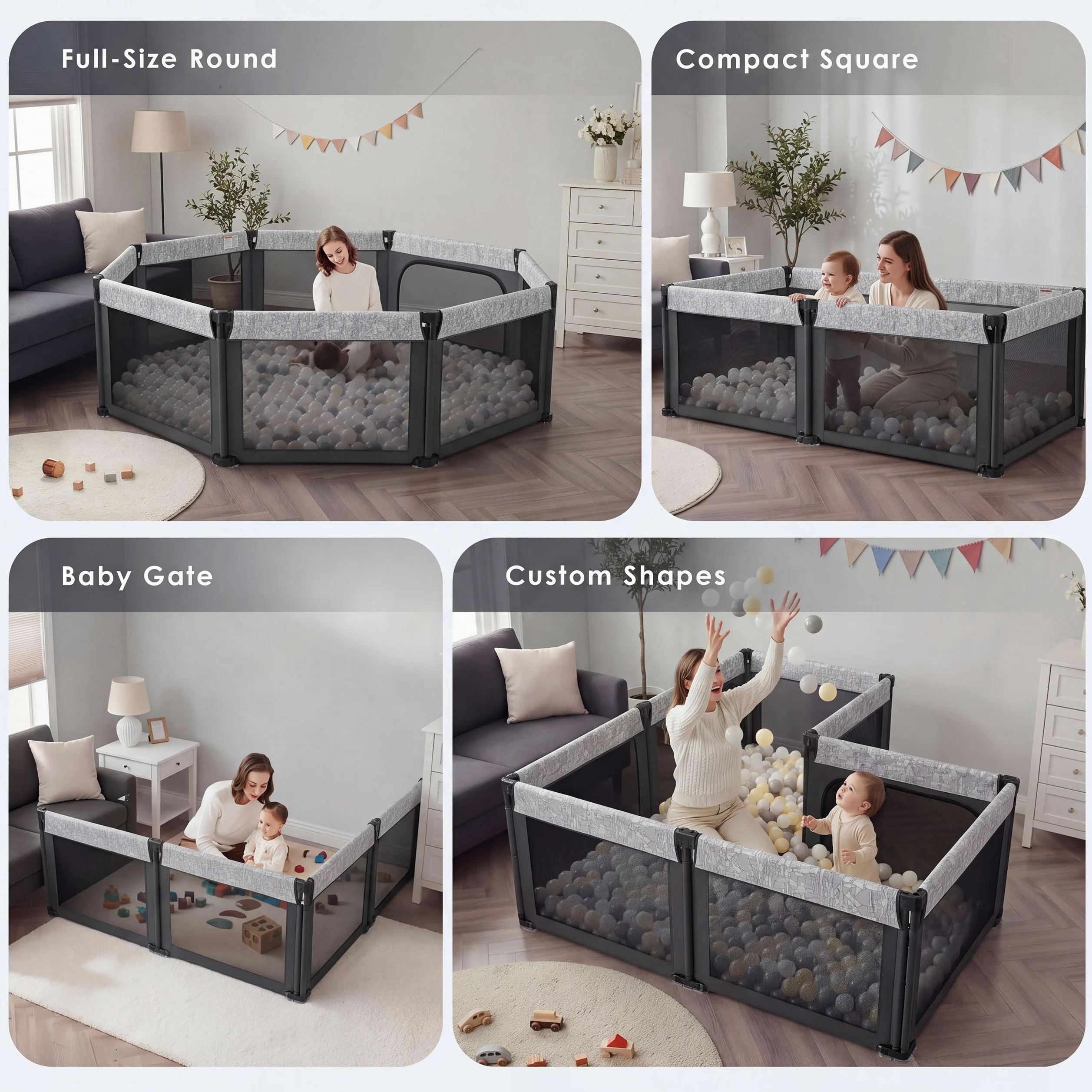 Sweeby Box pieghevole per bambini, nero, 180 x 150 cm