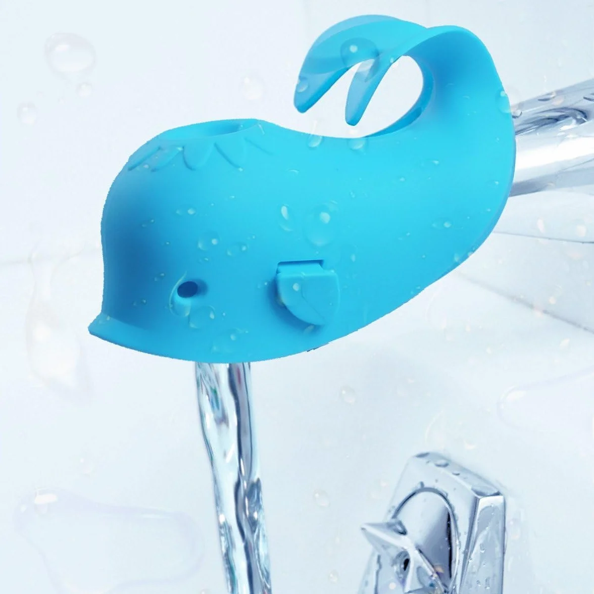 Allungamento rubinetto per bambini, a forma di balena per bambini, in silicone, protezione per rubinetto, per neonati, bambini e bambini, balena, blu