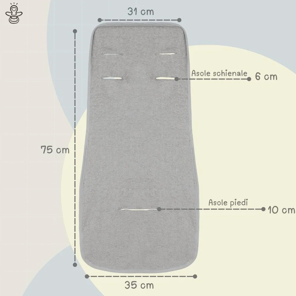 Passeggino Estivo in Spugna di Cotone 100% Certificato Oeko Tex Leggero Traspirante Antisudore per Bambini e Neonati - Made in Italy (Grigio)