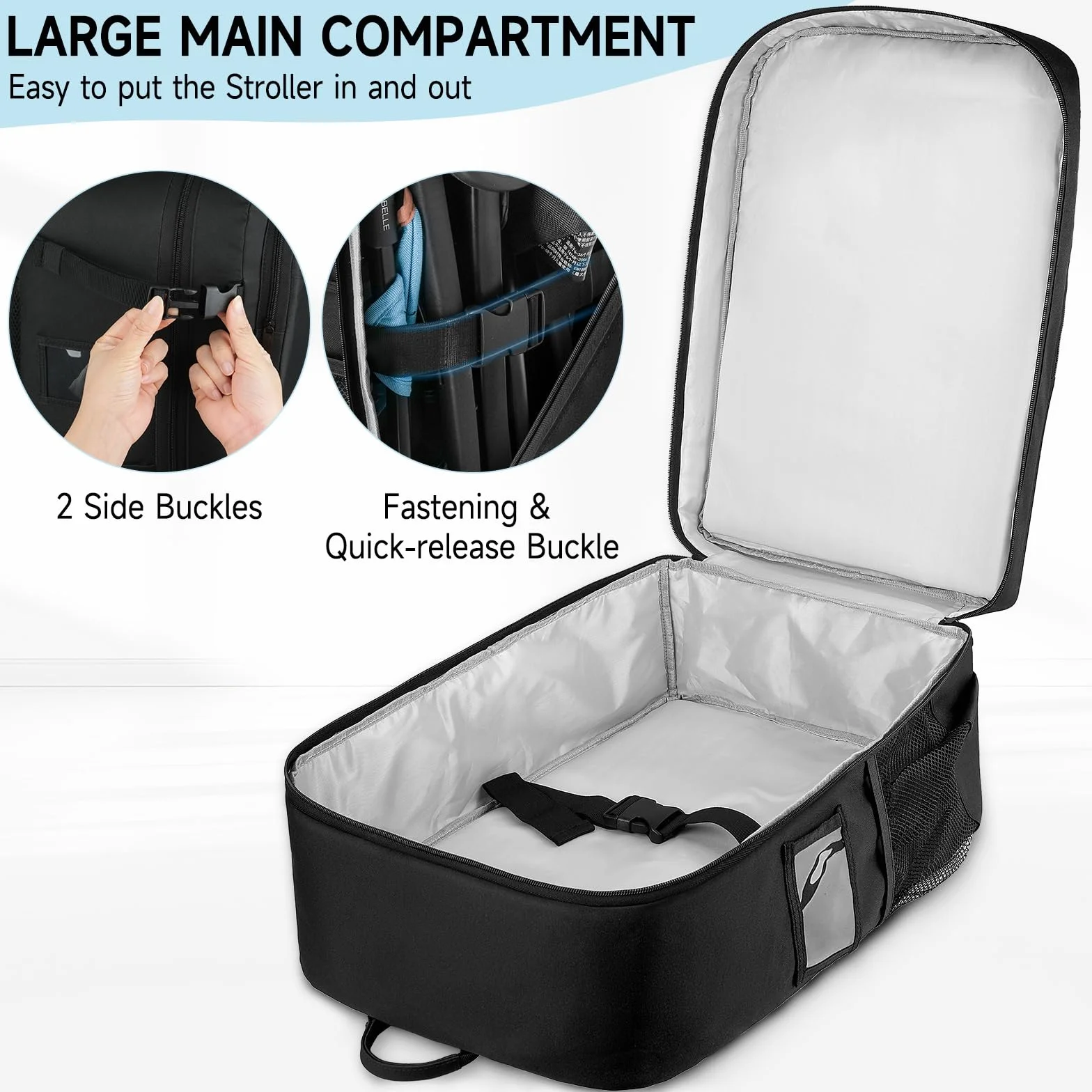 Borsa da viaggio per passeggino, zaino imbottito compatibile con passeggino Gb Pockit/GB Pockit+ All City/GB Pockit Air All Terrain/Cybex Libelle 2, borsa portaoggetti per accessori per passeggino di