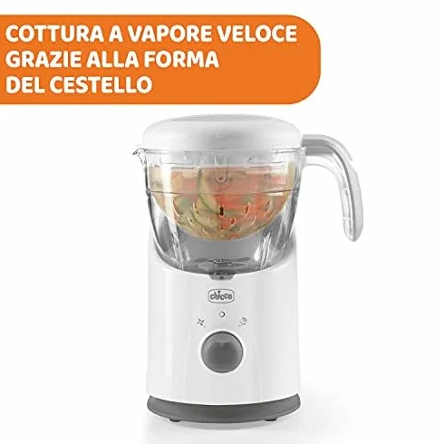 Chicco Cuocipappa Multifunzione Easy Meal per lo Svezzamento, Omogeneizzatore per Neonati e Bambini, Frullatore e Scaldapappa, con Cottura a Vapore e grattugia Cut Express, Riscalda e Scongela