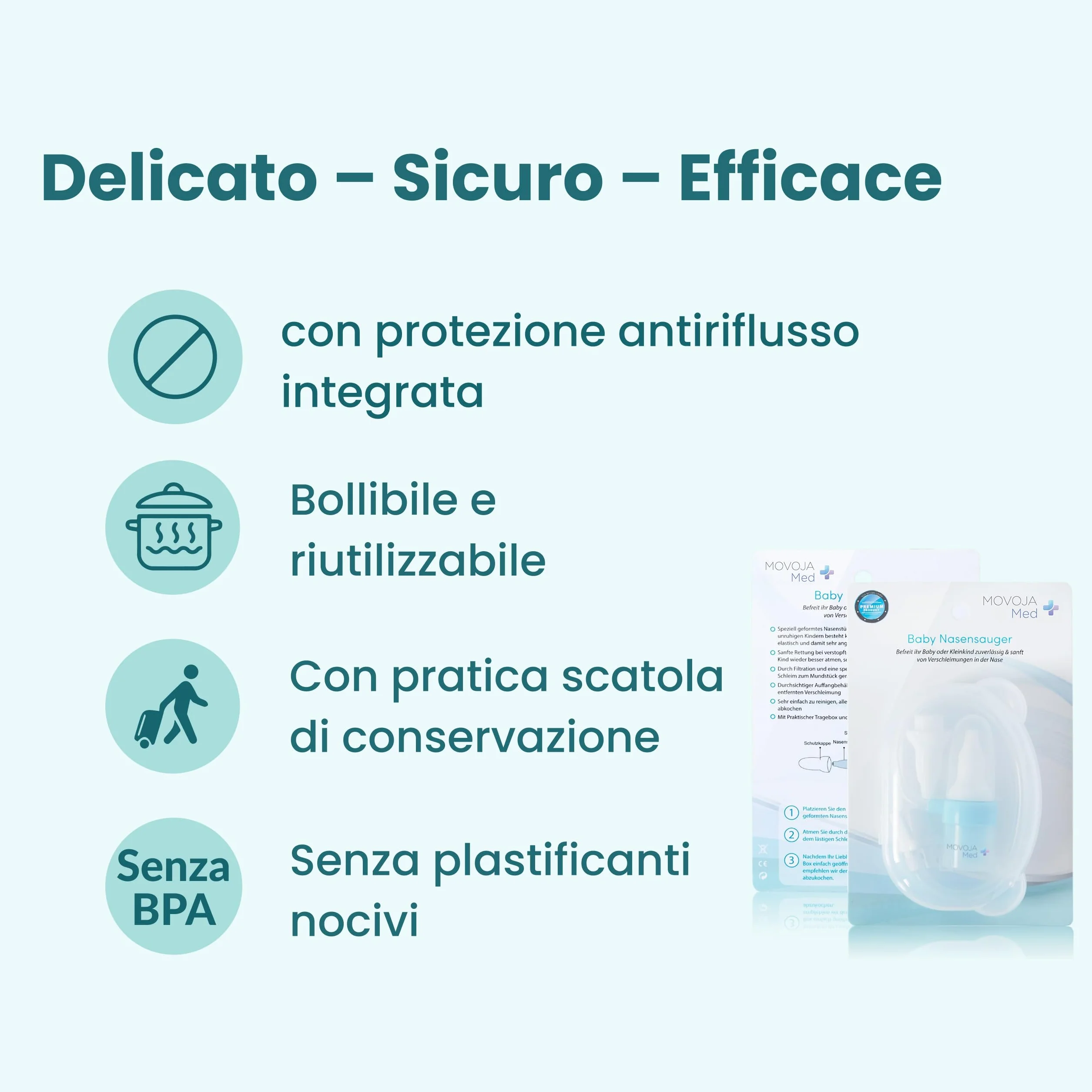Fuchsi Aspiratore Nasale per Neonati-Bambini | Aspira-Muco Practico e Delicato| Senza Filtro |in Piu con Beccuccio Naso & Beccuccio Bocca- di Ricambio Incluso nella Confezione