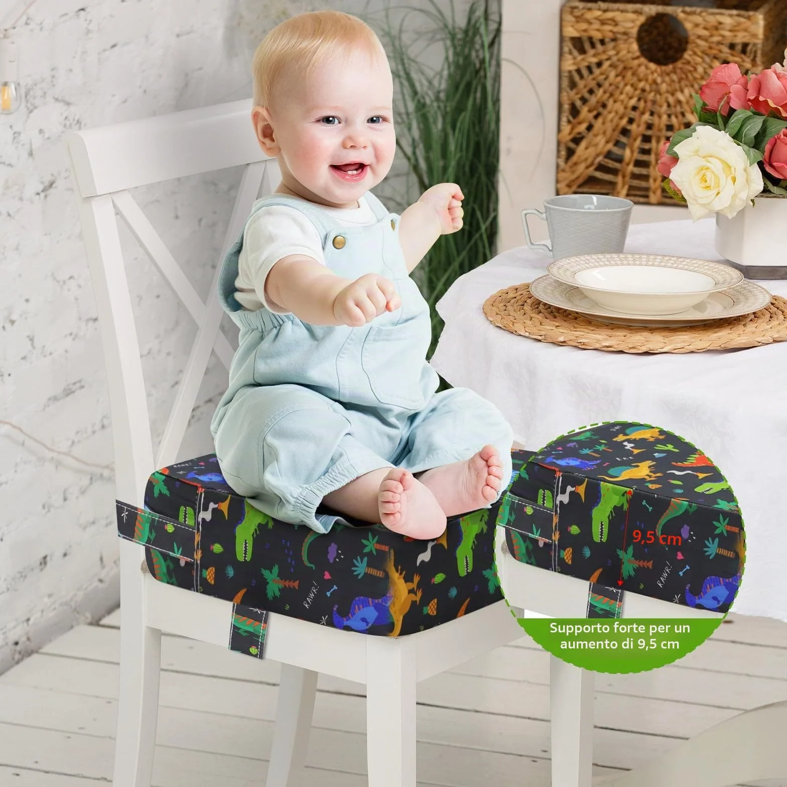 Rialzo Sedia Bambini Cuscino da Tavolo - Bambini Antiscivolo Facile da Portare con sé in Altezza, Forte Supporto per Sedia, Facile da Pulire, Rimovibile