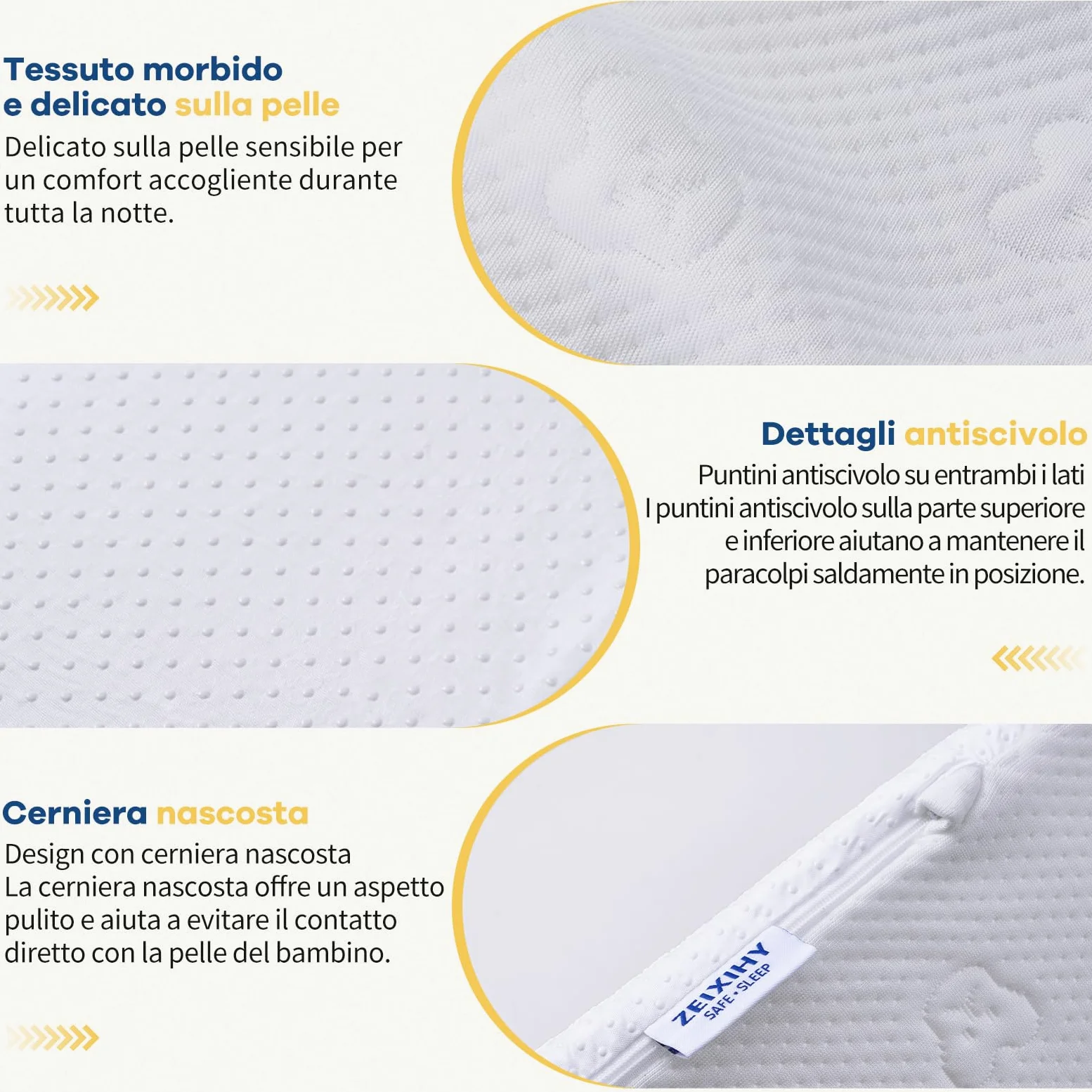 Sponda Letto Bambini in Schiuma Semicircolare, Barriera Letto con Fodera Rimovibile Lavabile, Protezione Antiscivolo per Letti Singoli, Matrimoniali, Queen e King, Confezione da 2