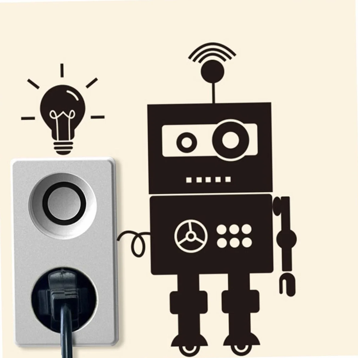 VICASKY 12pezzi Adesivi Interruttore Robot Creativi Per Decorazioni Murali Stickers Rimovibili Per Camerette e Salotti Design Unico