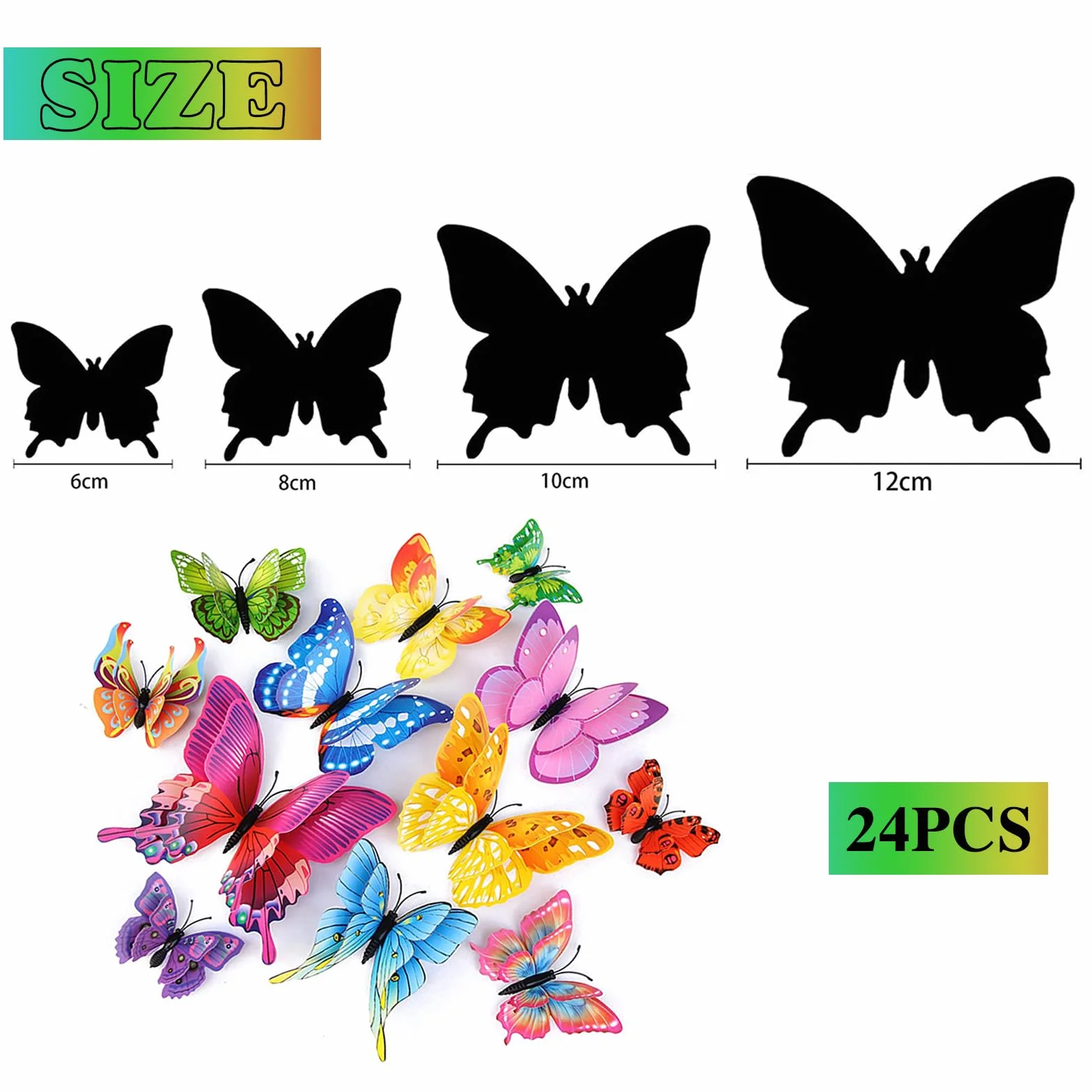 24 pezzi decorazione da parete con farfalle 3D con magneti, adesivi a farfalla, decorazione per feste, camera da letto, cameretta dei bambini, matrimonio e altro ancora