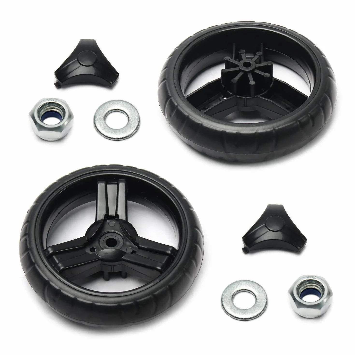 MroMax Ruote per Passeggino, 130 mm x 33 mm, Ruota Singola in Plastica, Ricambio per Passeggino e Animali Domestici, Colore Nero