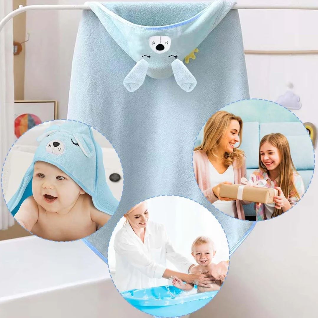 1 Pezzo Asciugamano Con Cappuccio Per Bambini, Accappatoio Neonato Extra Morbido E Super Assorbente, Asciugamano Assorbente Con Cappuccio Indossabile