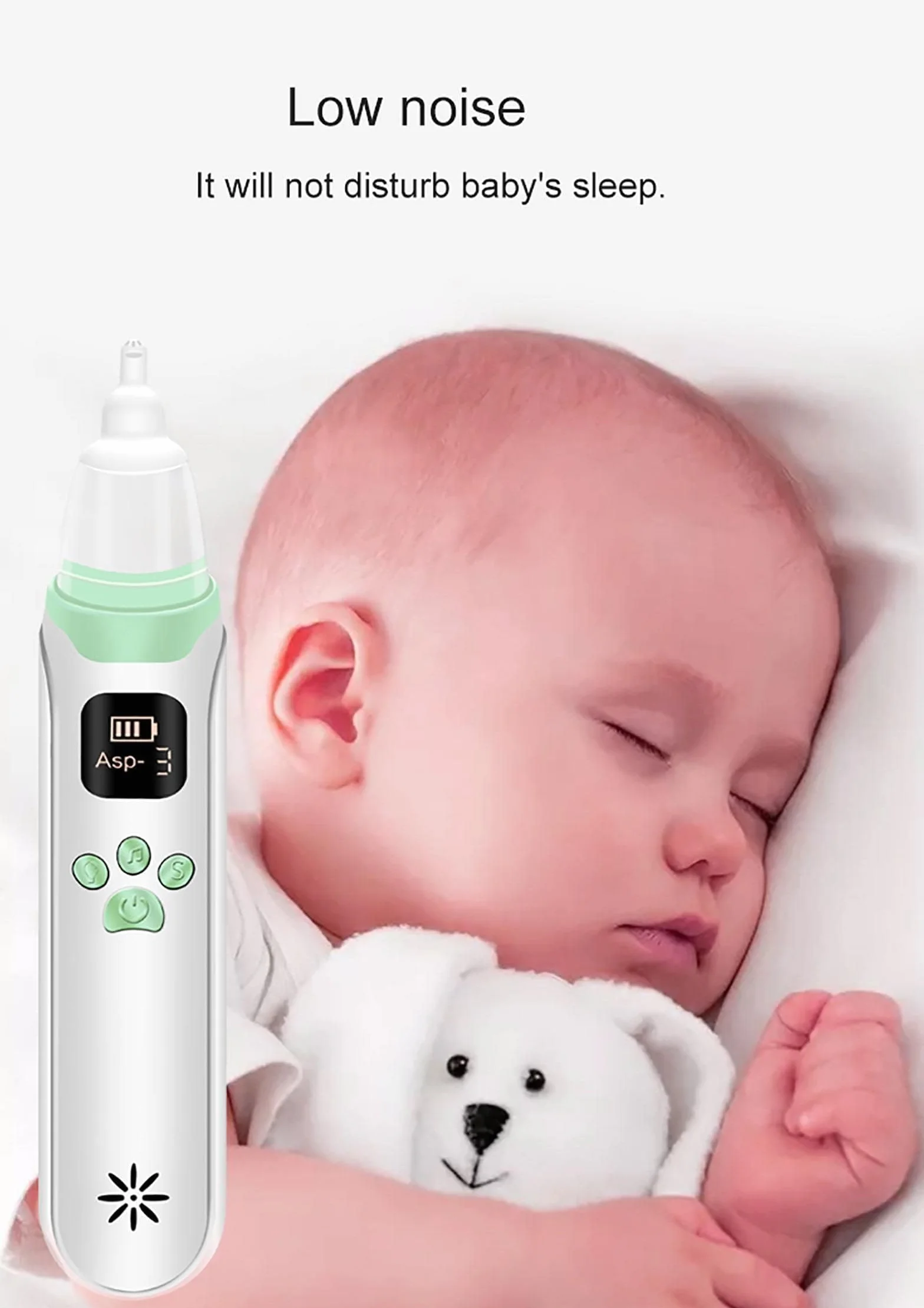 ELLENNE ASPIRATORE NASALE ELETTRICO RICARICABILE USB PER BAMBINI/NEONATI | ASPIRATORE NASALE ELETTRICO RICARICABILE CON USB PER BAMBINI E NEONATI ANTIMUCO