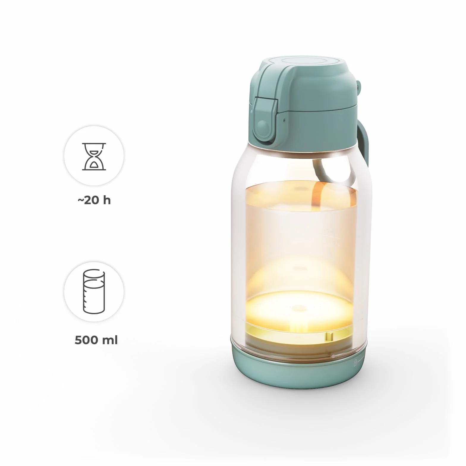 Kinderkraft GAJA scaldabiberon portatile e thermos 2 in 1 500 ml, 5 livelli di temperatura 37–55°C, batteria rimovibile, mantiene il calore fino a 20 h, ricarica USB-C, Verde