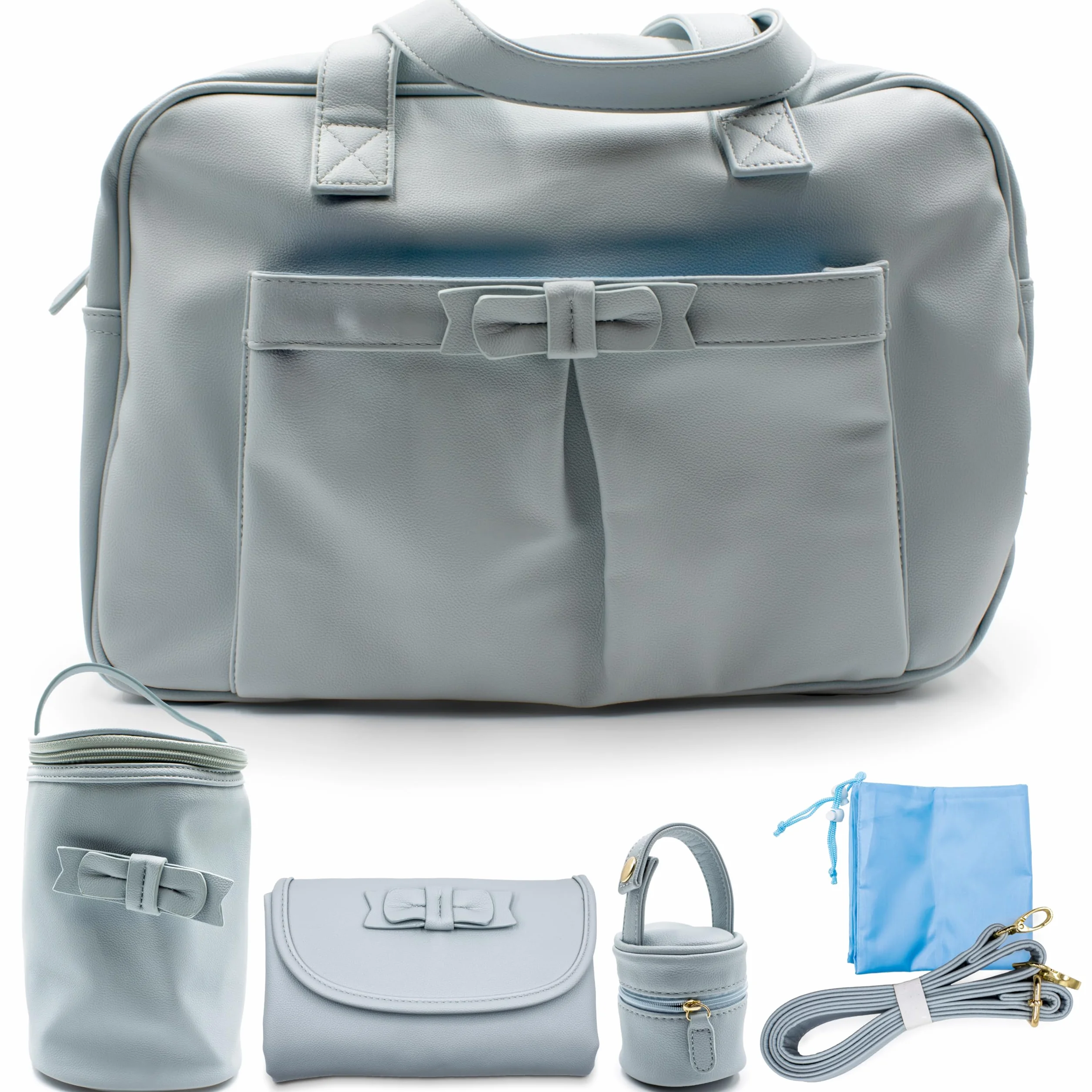 PASTELLO - Set Borsa Nascita Multifunzione con Accessori Inclusi, Borsone Mamma per Cambio e Viaggio, Con Fasciatoio, Portabiberon Termico e Portaciuccio (Art. SETN02)