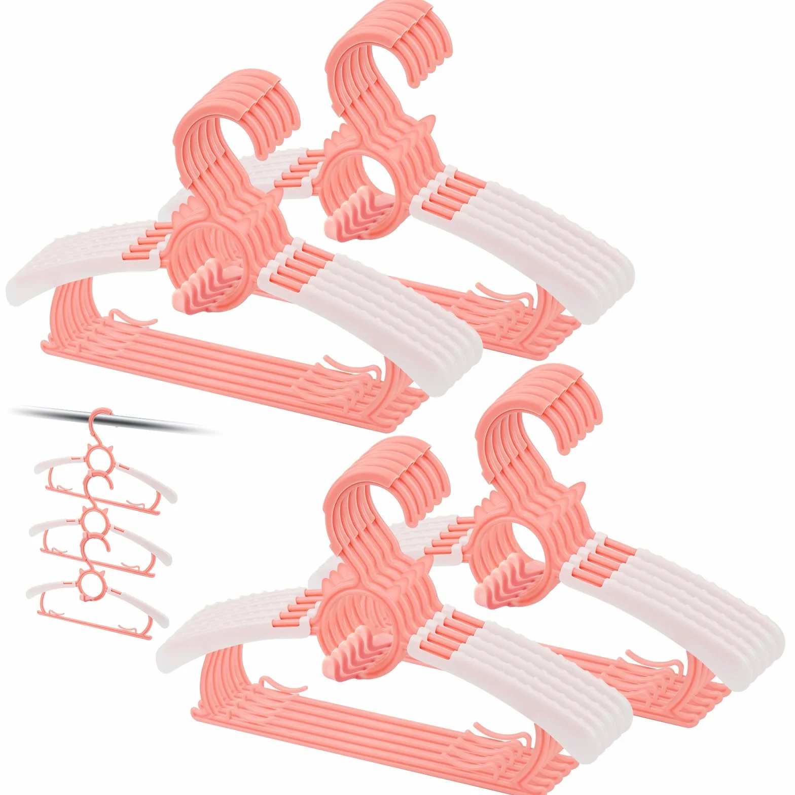 Set di 20 grucce appendiabiti per bambini, Grucce Appendiabiti Rosa con gancio a forma di orsetto, Appendini per Bambini Impilabili Allungabili, antiscivolo, Allungabili, per unisex bambino Neonati