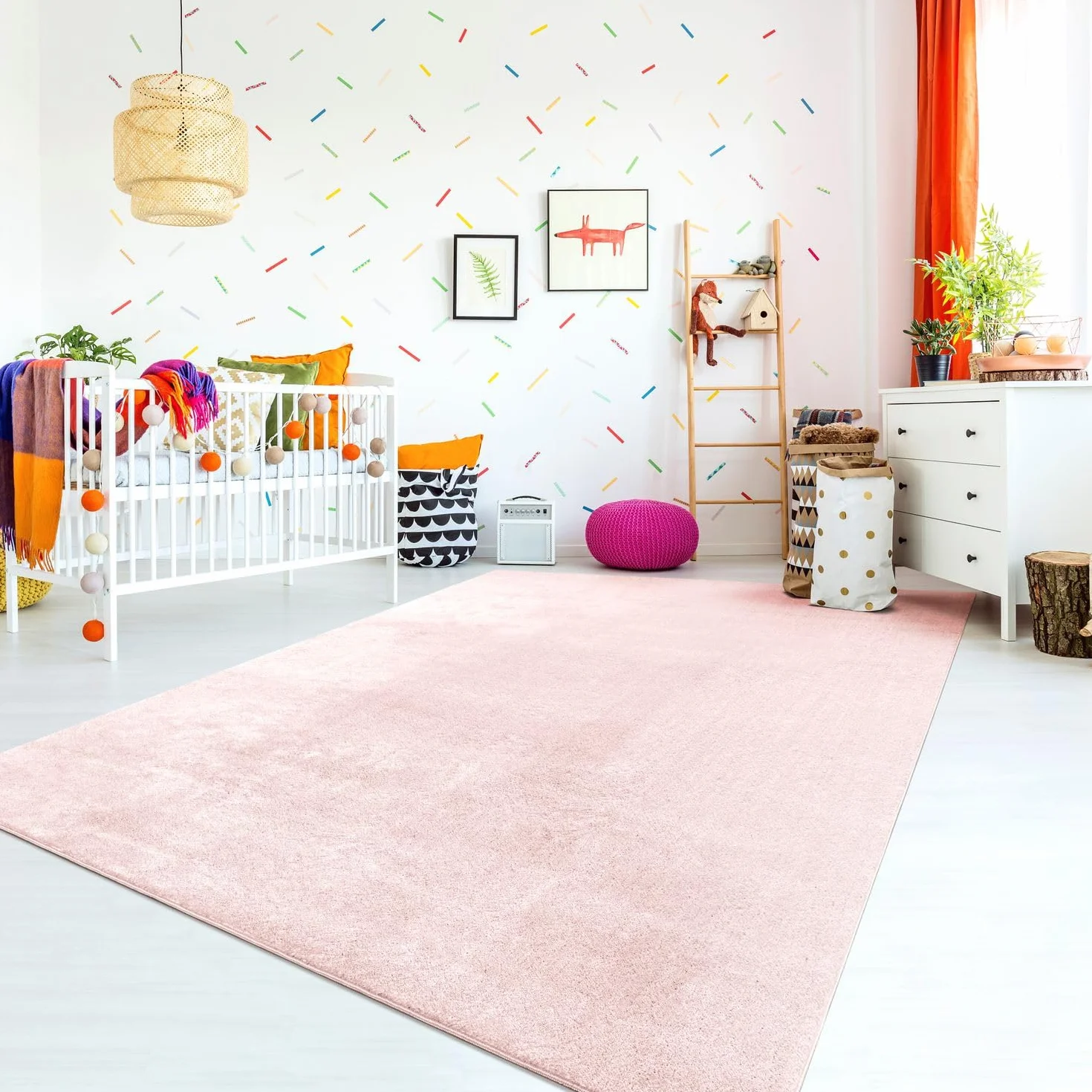 TT Home Tappeto Stanza Bambini Lavabile Moderno Pastello Monocromatico Antiscivolo Soft, Colore:Rosa, Dimensione:60x100 cm