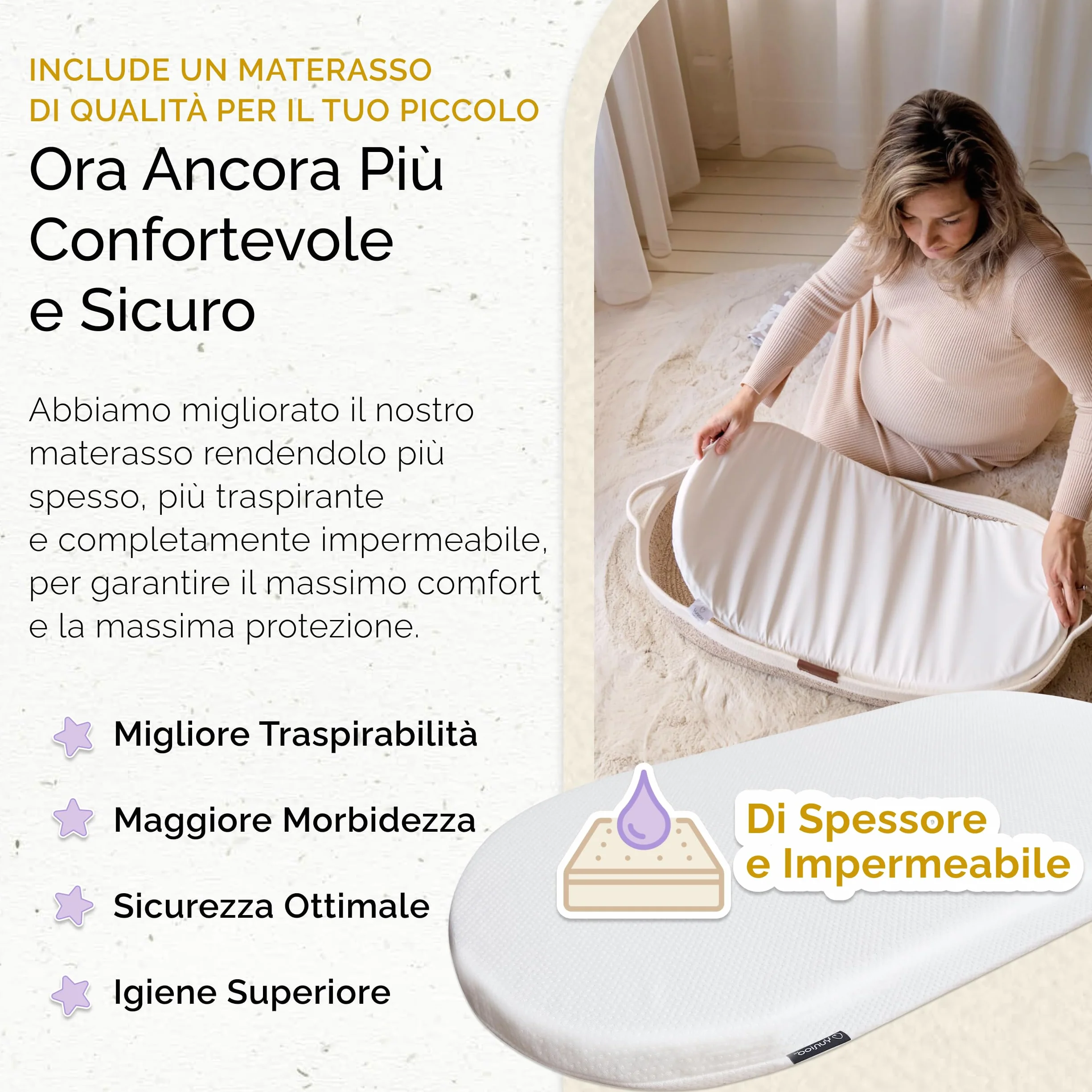 Yunioo Cesta Fasciatoio per Neonato con Materassino Impermeabile Fasciatoio Portatile Neonato Morbido Cuscino Adatto a Cassettiera e Piano Per il Cambio