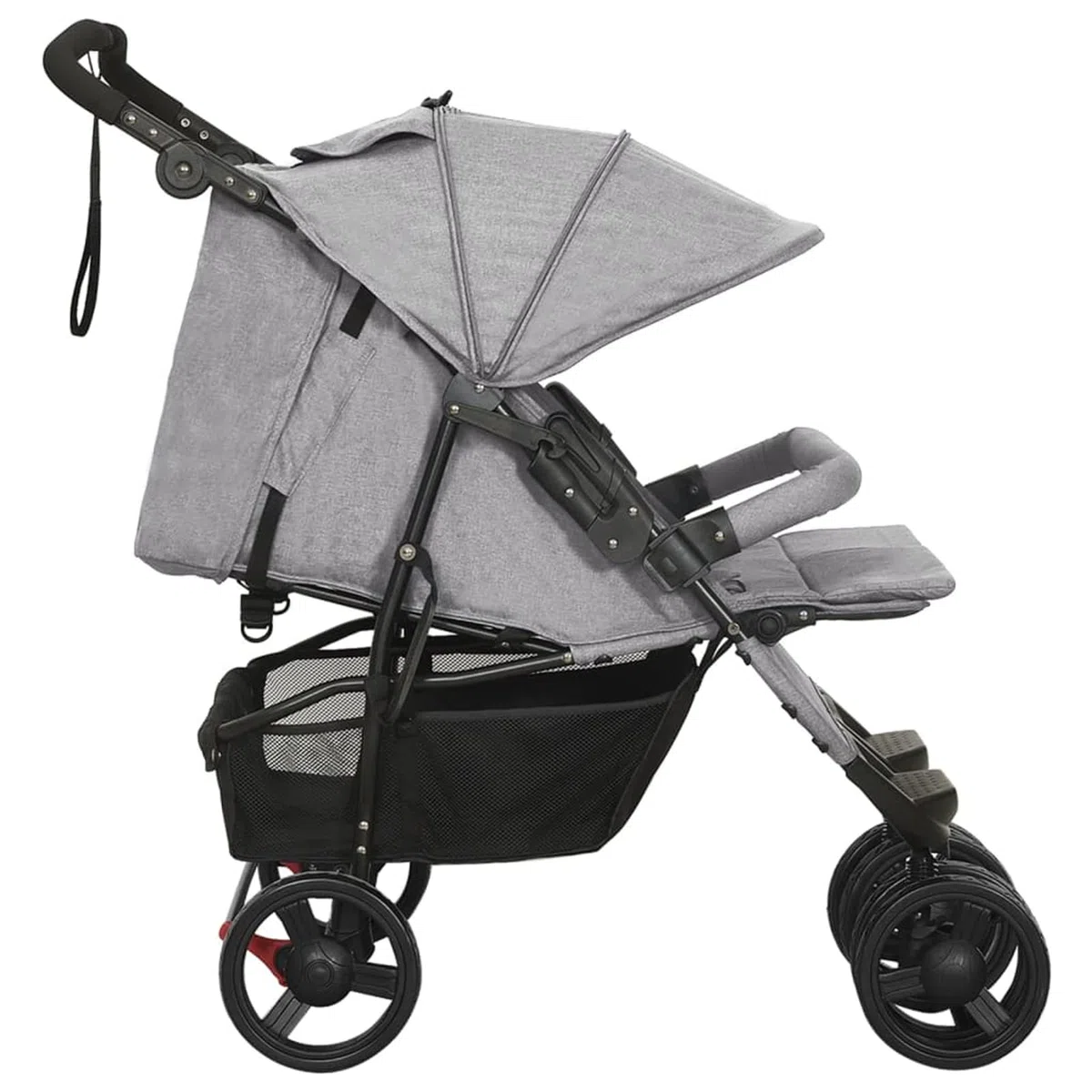LAPOOH Passeggino Gemellare Grigio Chiaro in Acciaio,Bebè e Bimbi,Trasporto Bebè,Passeggini-10241