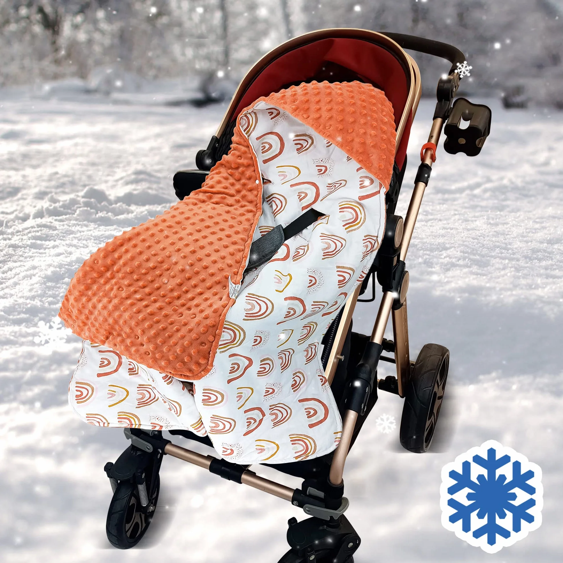 Miracle Baby Coperta Avvolgente in Cotone 90x90cm, Copertina Multifunzionale Universale per Neonati, Passeggino, Ovetto e Seggiolino Auto, Reversibile per Autunno e Inverno, Arcobaleno