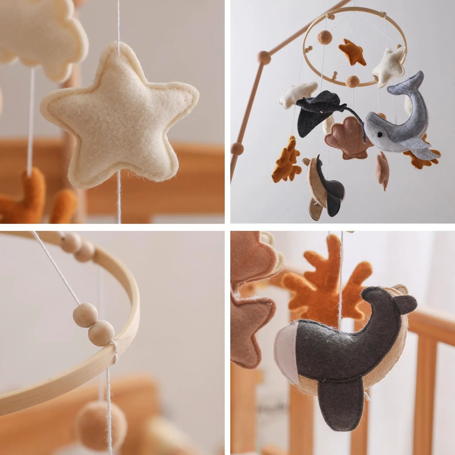 Mobili Per Mobile in Feltro per Bambini | Giocattolo Appendibile Carillon in Feltro con Animali Marini Stile Cartoon Decorazione per Camera Culla Cameretta dei