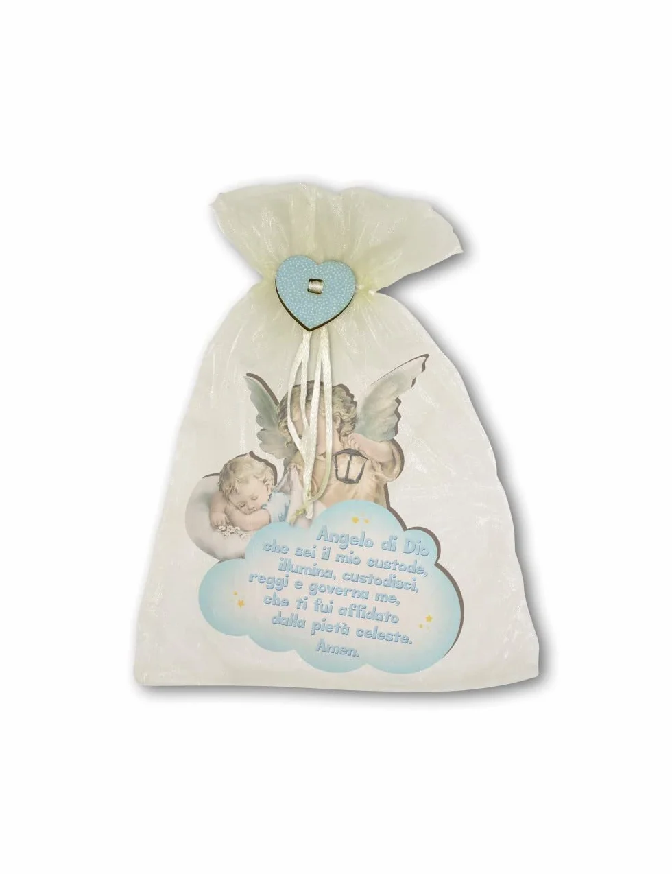 Fratelli Bonella | Quadro religioso in legno dell'Angelo con lanterna per Bambino con preghiera Angelo di Dio, 11x14 cm, Made in Italy