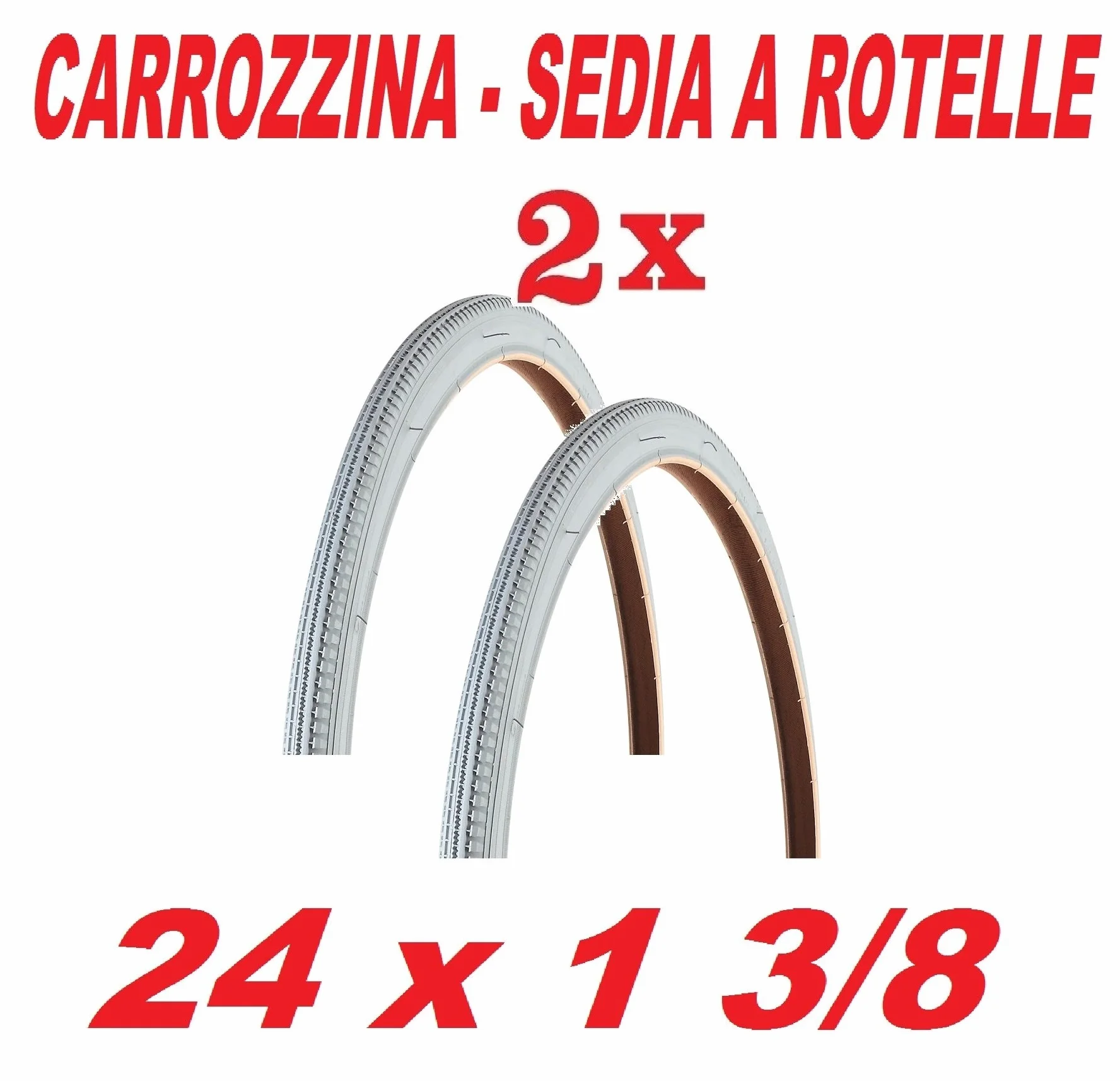 2 x COPERTONI COPERTURE Pneumatici 24 x 1 3/8 Ideali Carrozzina/Sedia A ROTELLE