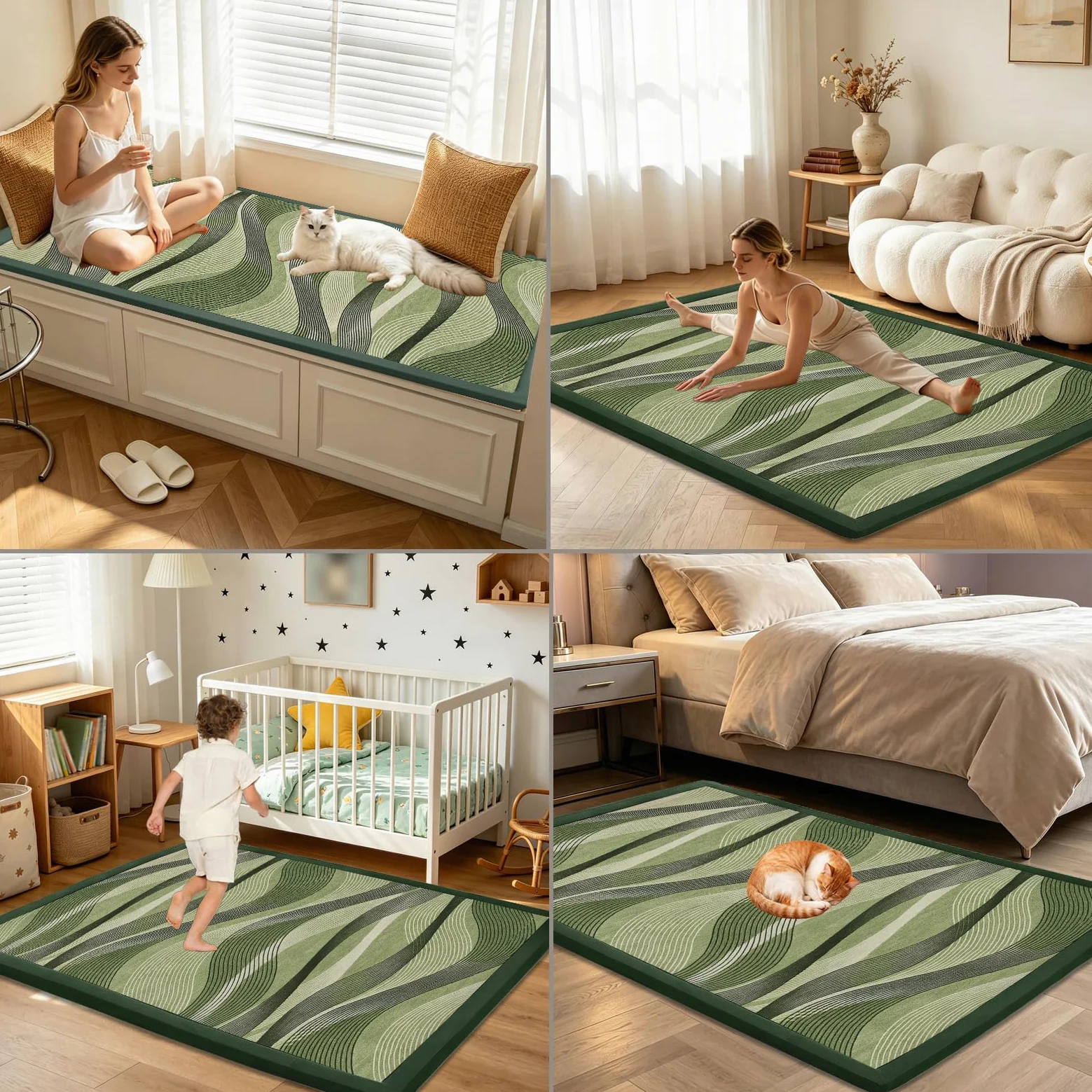 Tappeto Neonato 2cm Tappeti Gioco Bambini 140 x 160 cm | Lavabile Antiscivolo Morbido Tatami per Yoga,Esercizio Fisico Gattonare, Scendiletto per Box e Aree Gioco per Bambino