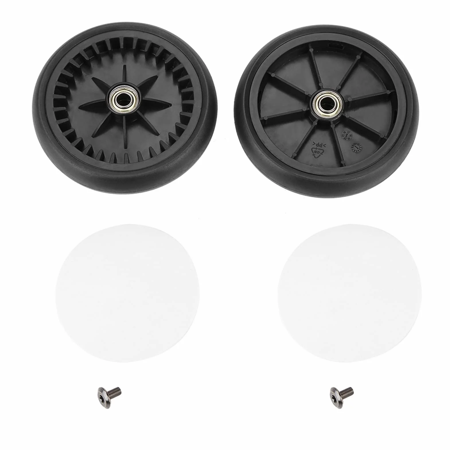 GOTOTOP Ruota per Passeggino, Set Ruote Anteriori e Posteriori in Gomma, Girevole 360 Gradi, Resistente all'Usura, Compatibile con Yoya Vovo, con Attrezzi di Montaggio
