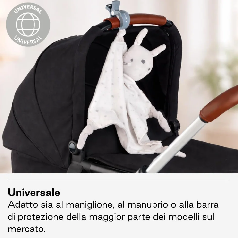 Jané Clip Passeggino Set 6 Pezzi, Pinze Universali Apertura 5,5 cm, Presa Forte per Mussole, Coperte e Giochi