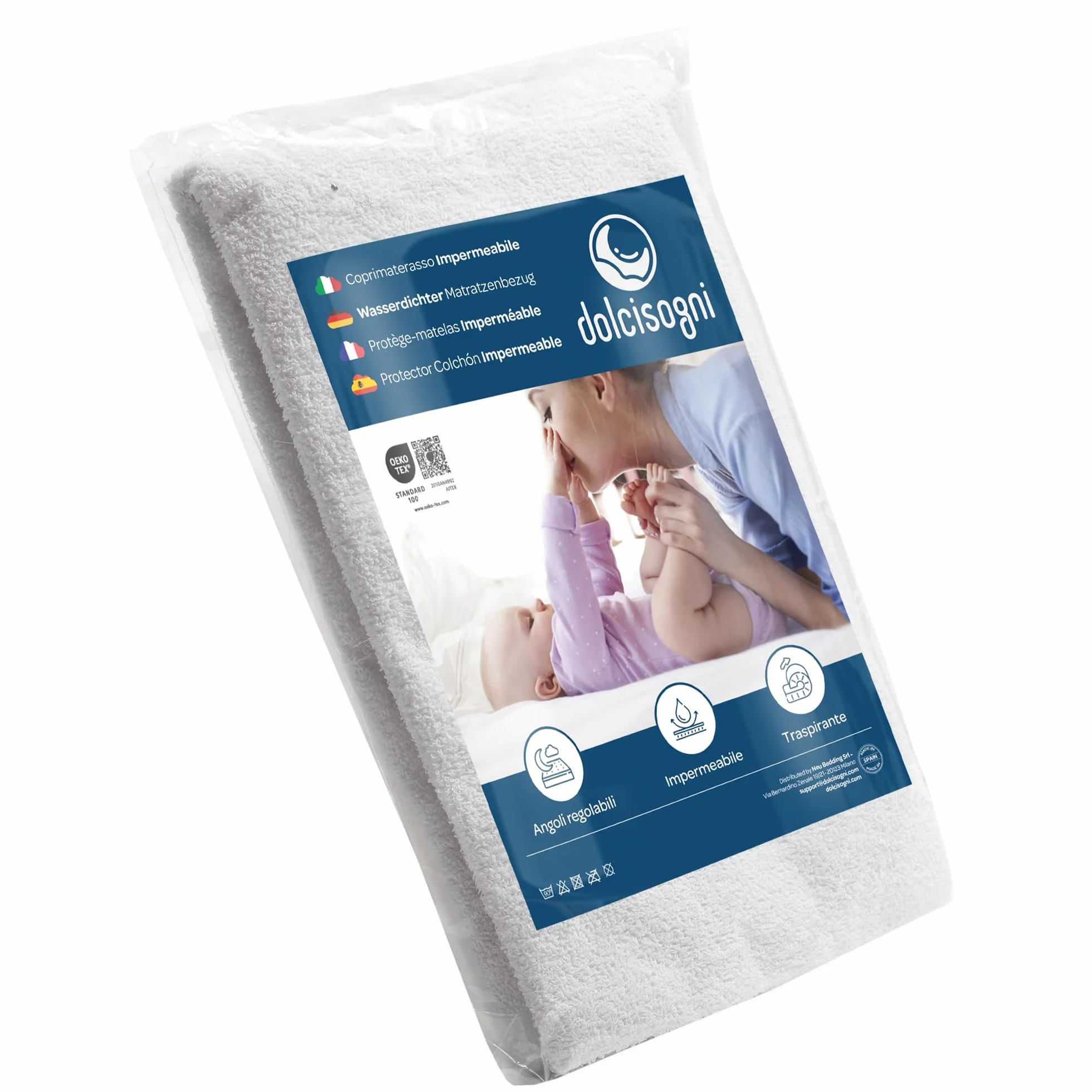 DolciSogni Coprimaterasso Lettino 50x85 cm Impermeabile (2 Pezzi) – Angoli Elasticizzati – Traspirante, Antibatterico e Morbido sulla Pelle – Lavabile fino a 60°C – Certificato OekoTex Made in Europe