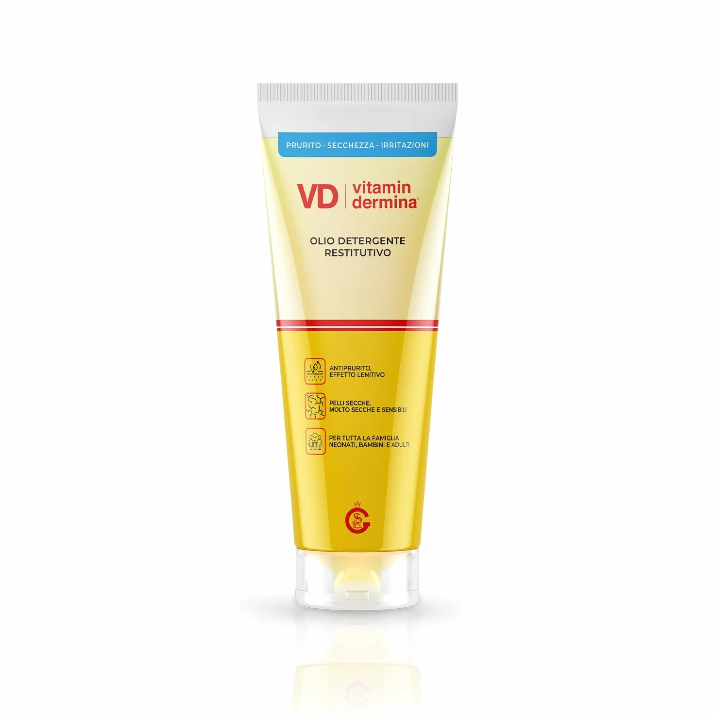 VITAMINDERMINA Olio Detergente Restitutivo 250 ml – Detersione Corpo – Per Pelli Secche, Molto Secche, Sensibili, a tendenza atopica– Lenitivo e Antiprurito – Per Neonati, Bambini e Adulti