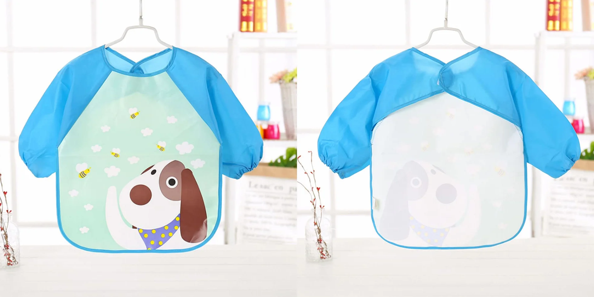SLOSH Bavaglino Manica Impermeabile Lunghe Set di 5 Bavaglino Bambini Grembiule per Alimentazione Gioco Pittura Piccoli 6-36 Mesi