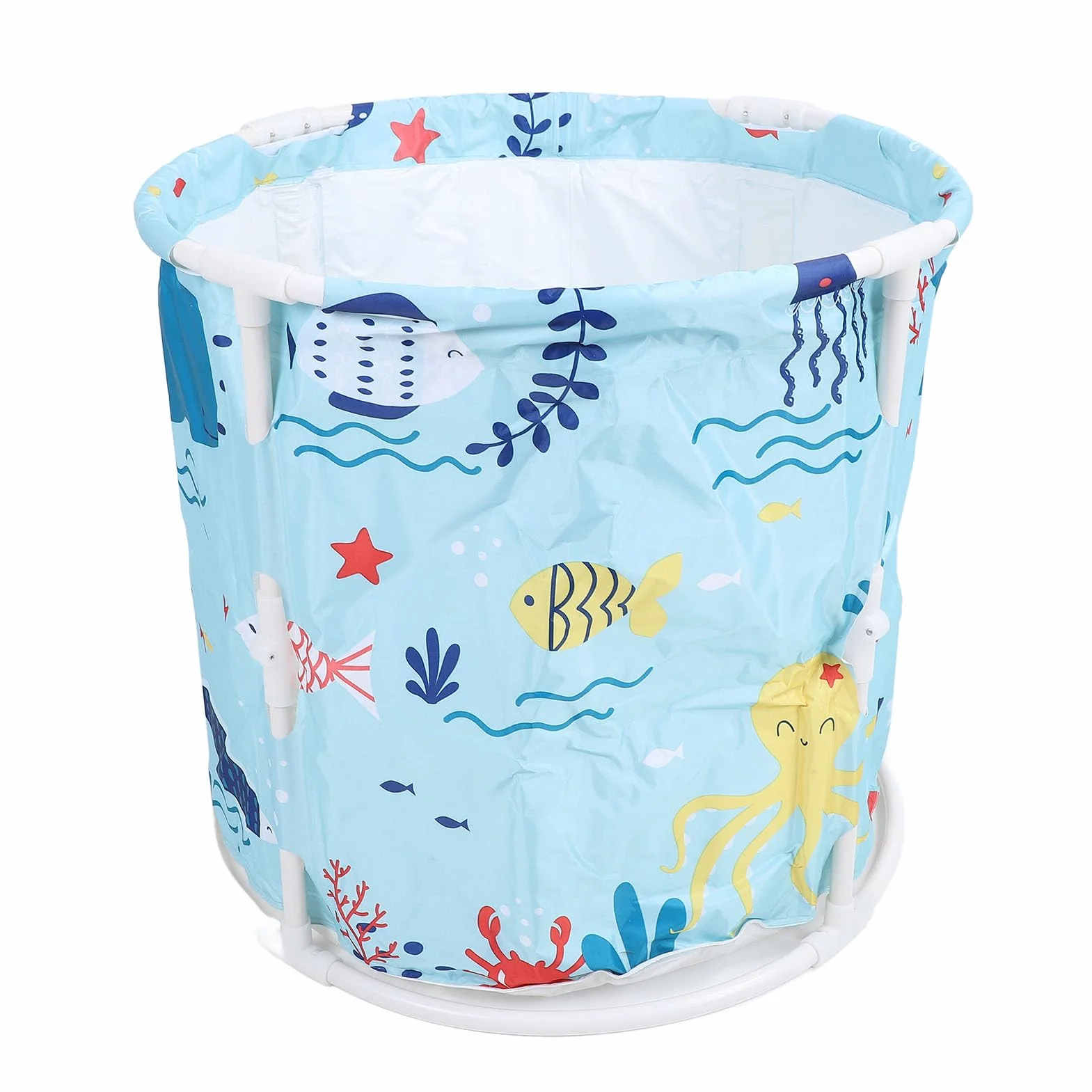 Vasca da Bagno Pieghevole in PVC con Tubo e Cuscino, per Adulti,