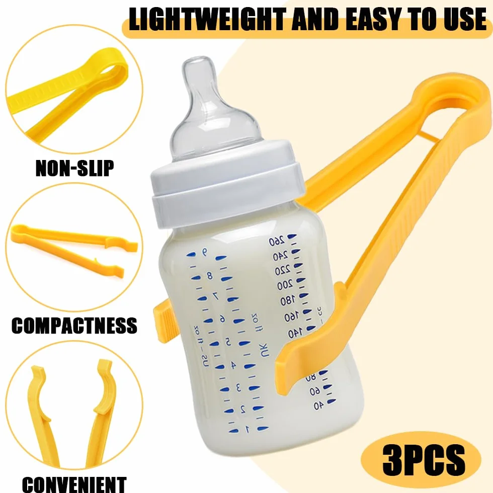 3 Pezzi Pinze per Biberon Multifunzione, Bottiglia Multifunzione Morsetto Pinze Sterilizzate per Neonati Strumento per La Pulizia Delle Bottiglie Clip Anti-Scottature per Biberon Bambini