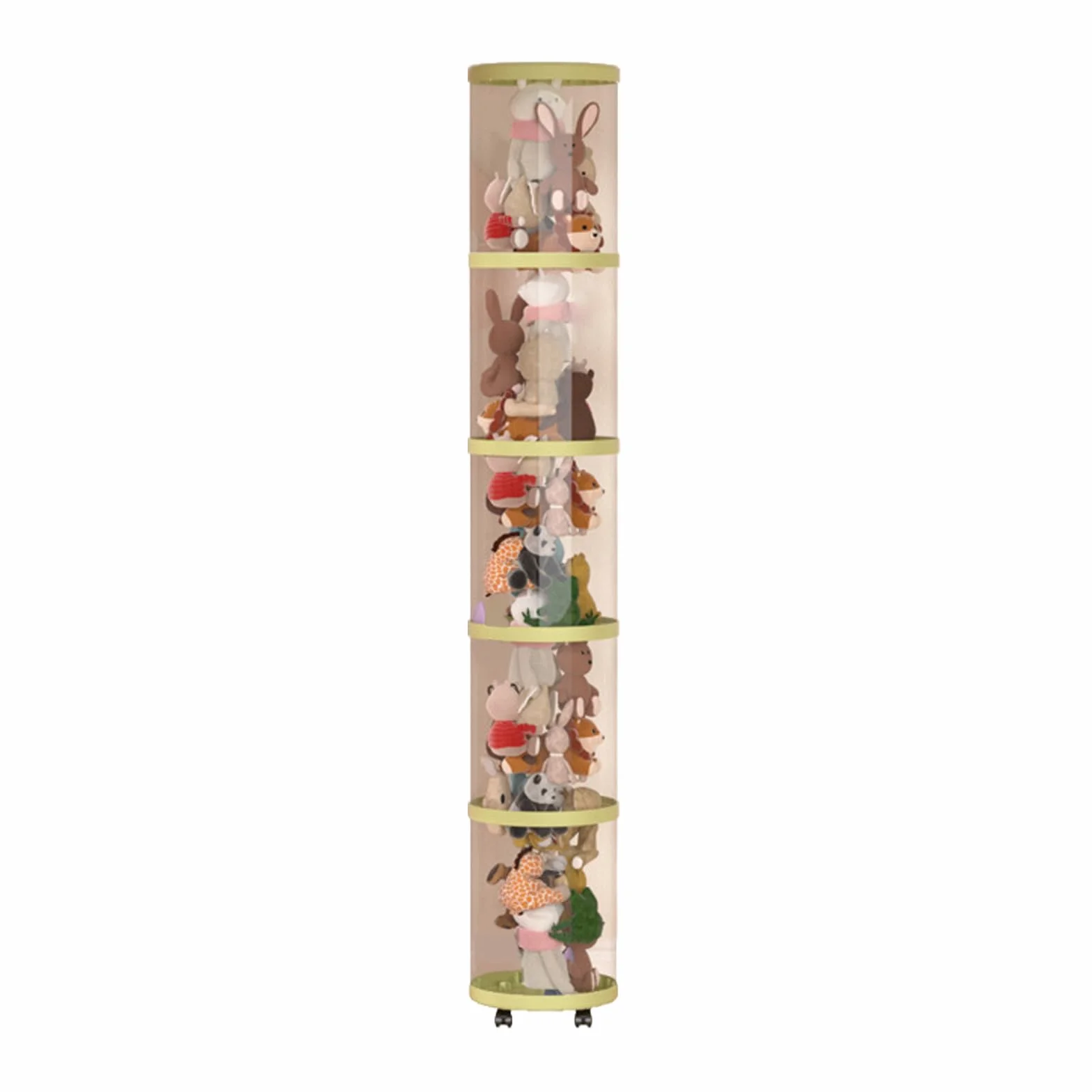 Contenitore a tubo per animali di peluche, trasparente, con design a cestino, supporto estetico per asilo nido, armadio, camera da letto, sala giochi o organizzazione domestica, espositore per