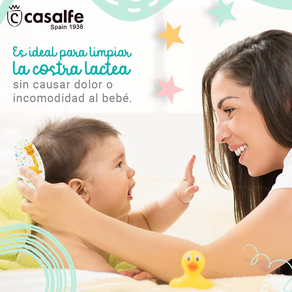 Spazzola per capelli per bambini dai 9 ai 17 mesi - con plettri morbidi e flessibili - ideale per pulire la crosta del latte senza dolore o disagio - senza BPA - con disegno di giraffe - Ecofriendly -