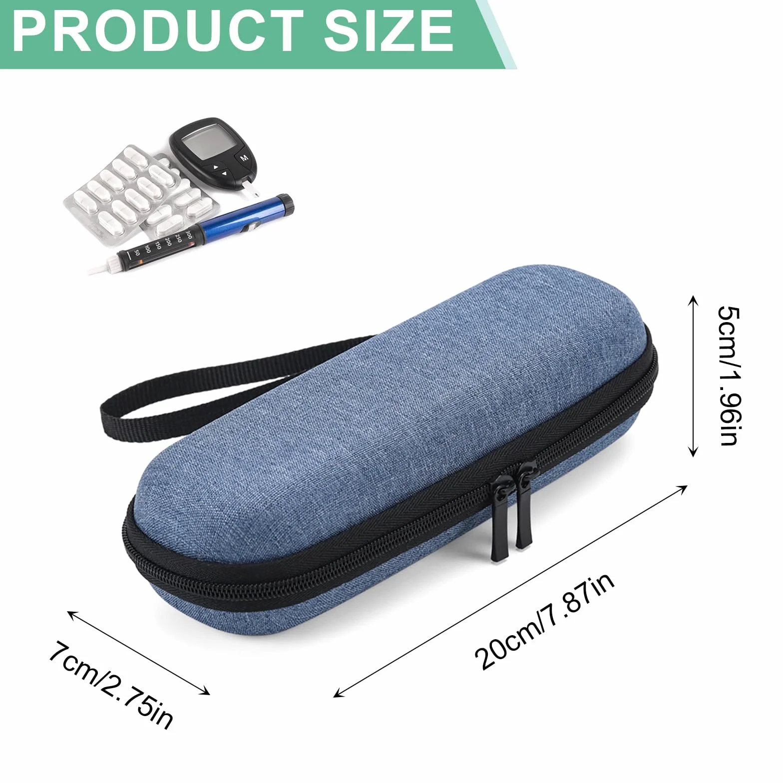 Borsa Termica per Insulina e Medicinali Da Viaggio - Porta Insulina Termico Portatile, Astuccio Contenitore per Siringhe (Solo Borsa, Blu Navy)