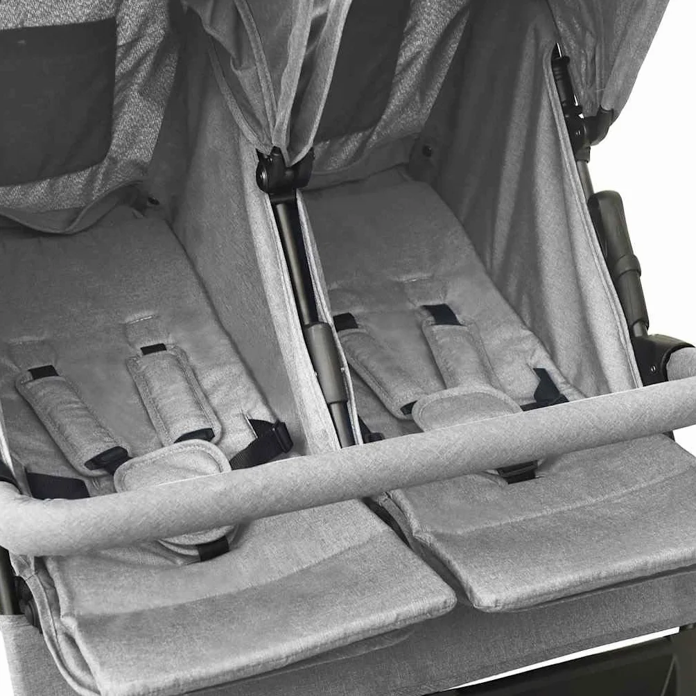 vidaXL Passeggino Gemellare Grigio Chiaro in Acciaio
