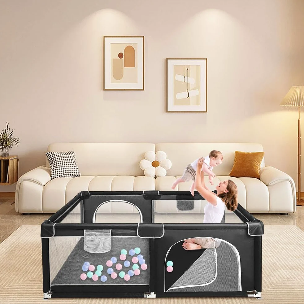Box modulare 120 cm x 160 cm x 66 cm, pieghevole, tessuto Oxford con custodia, sicuro e comodo, attività genitore-figlio (grigio scuro)