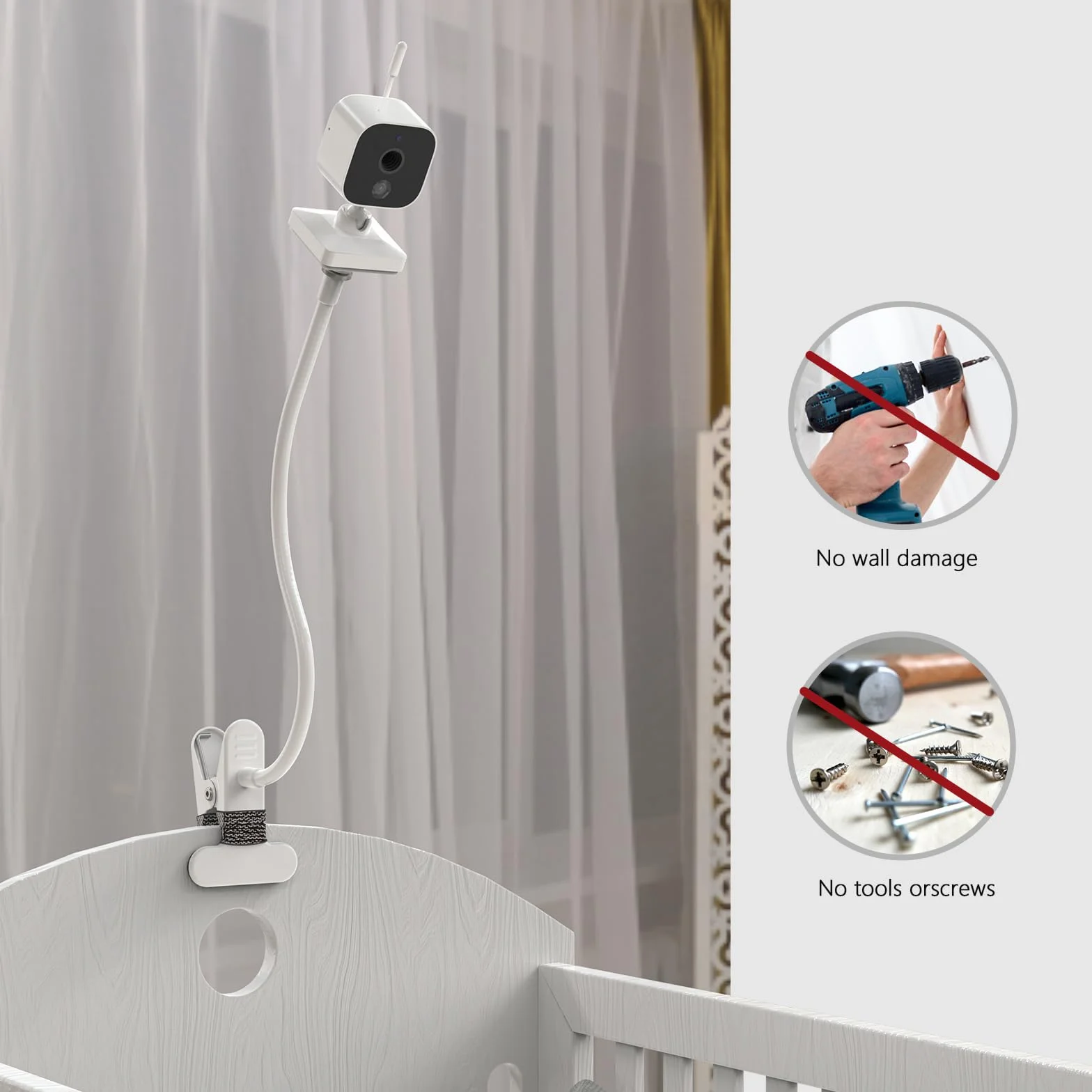 HOLACA Supporto a clip compatibile con GHB ABM700/SM50B, supporto baby monitor per 720P OBVHNUA 900ES1/900ES2
