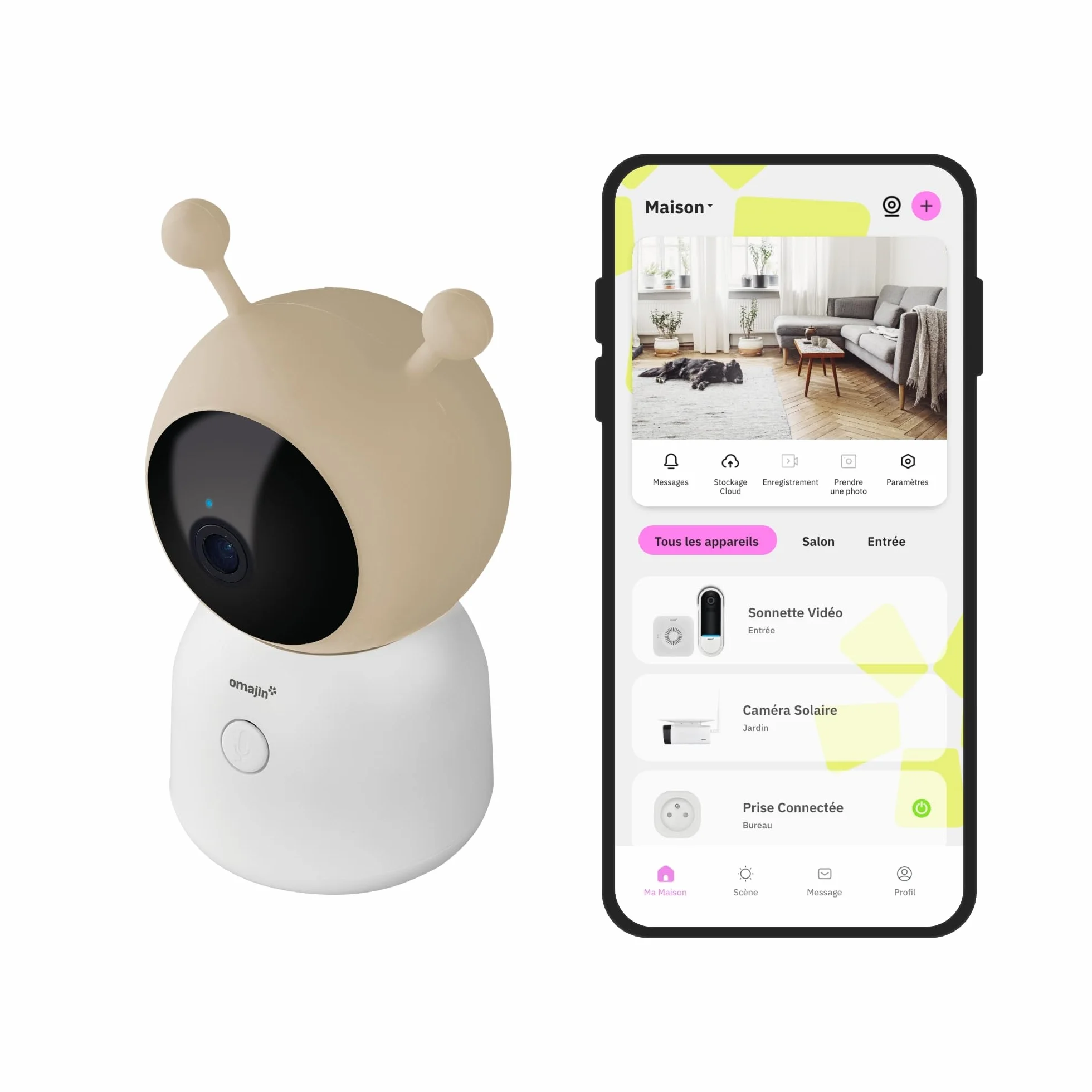 OMAJIN by Netatmo Videocamera Baby Monitor 2K HD, visione notturna, avviso pianto, audio bidirezionale, ninna nanna, luce notturna, sensori umidità e temperatura, controllo app, OBC-01