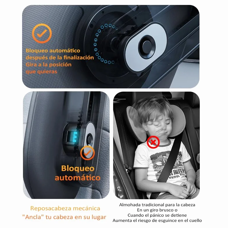 Cuscino multifunzione per auto con aste a tre assi e doppio gancio, morbida schiuma di memoria, supporto per il collo rimovibile, per bambini, adulti, per la scuola